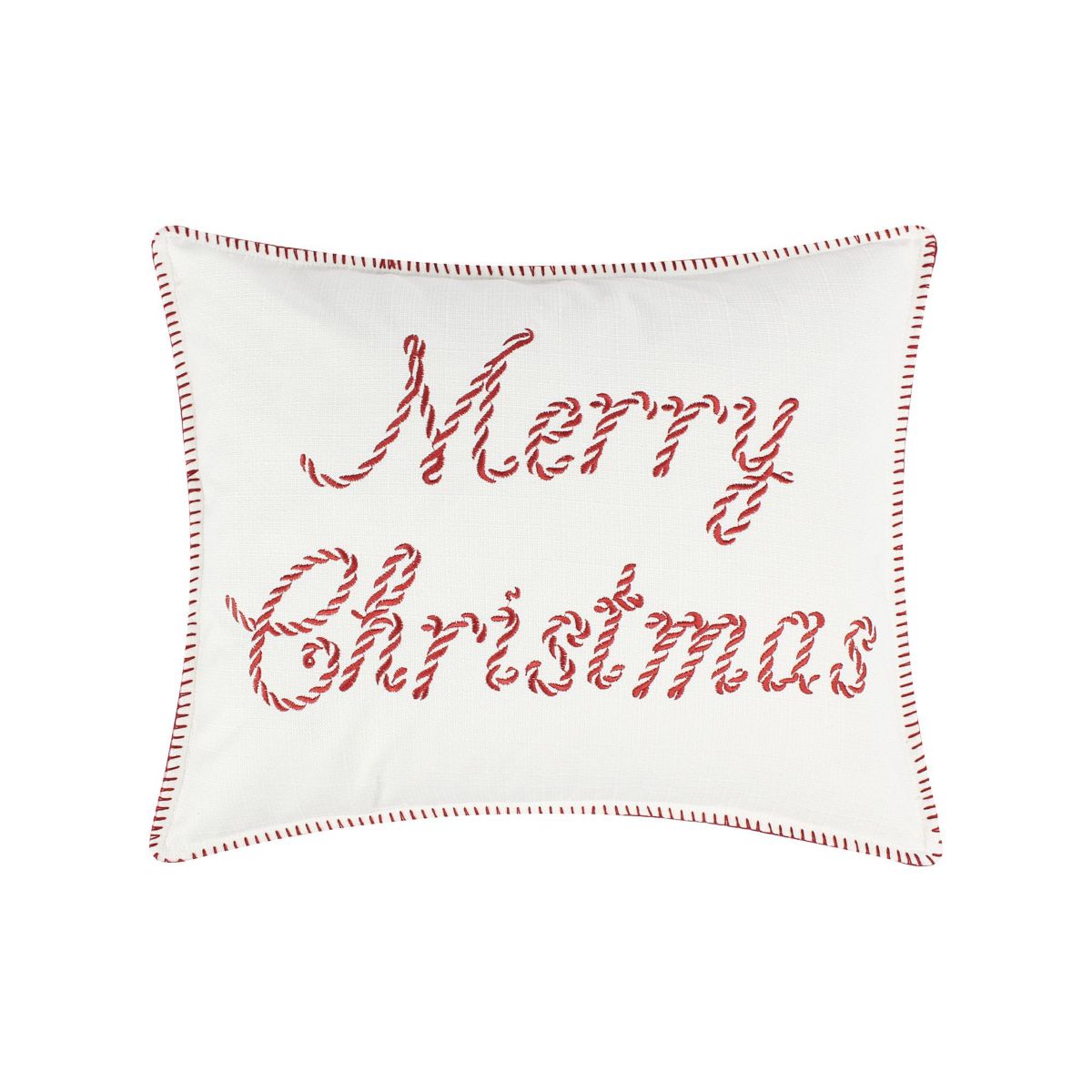 Peppermint Plaid Merry Christmas Pillow 14x18