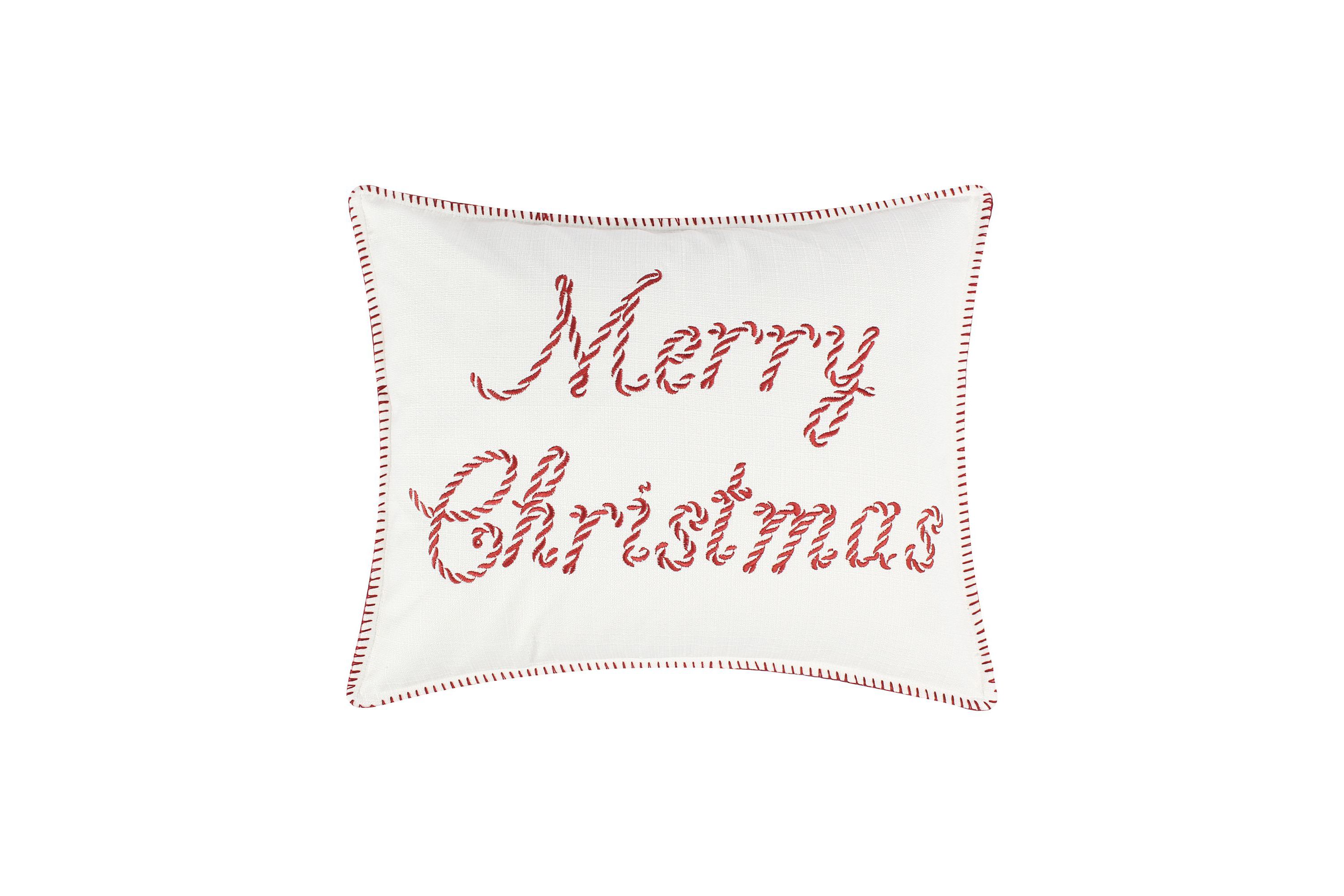 Peppermint Plaid Merry Christmas Pillow 14x18