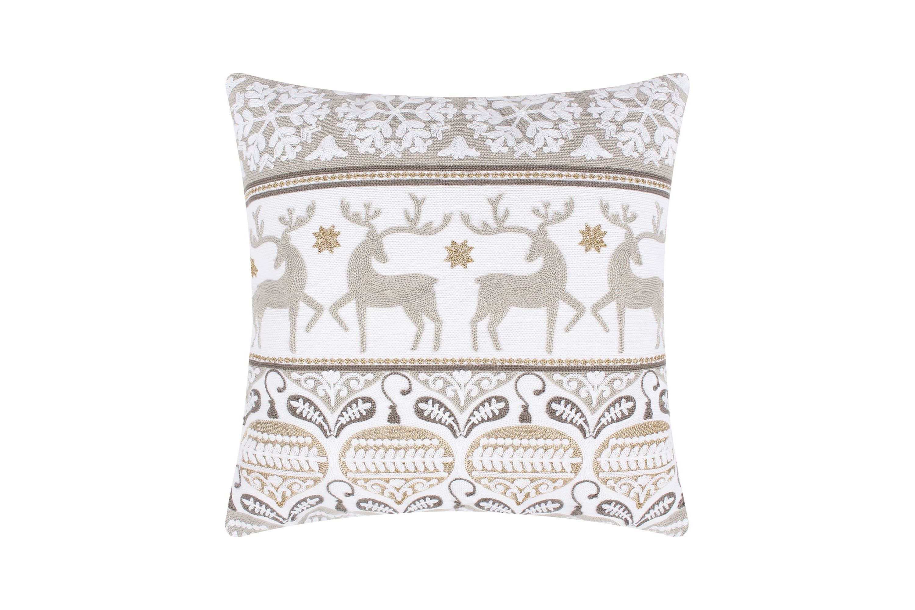 O Christmas Tree White Reindeer Dance Pillow 18x18