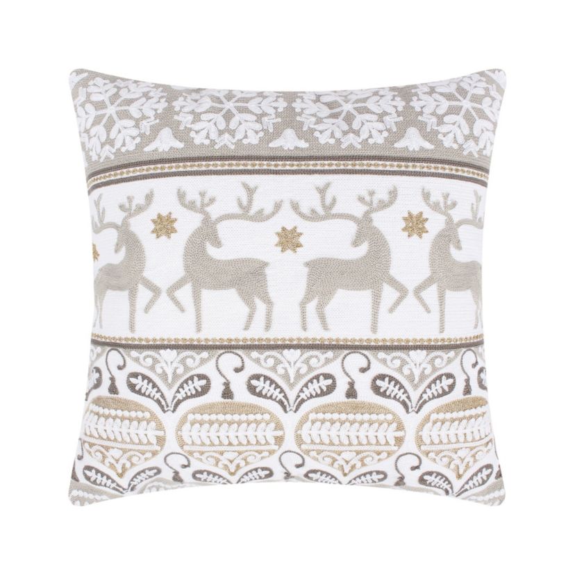 O Christmas Tree White Reindeer Dance Pillow 18x18