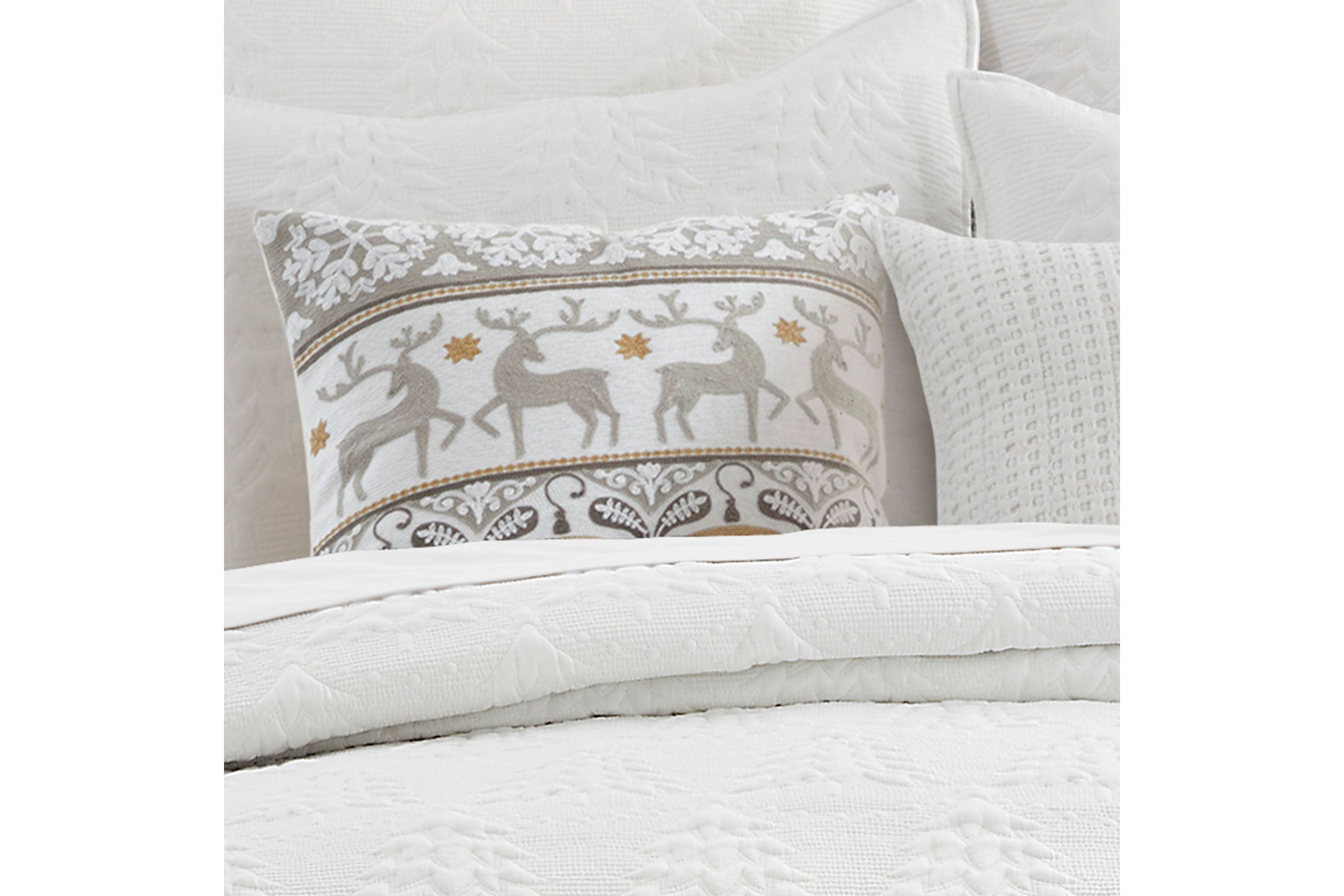O Christmas Tree White Reindeer Dance Pillow 18x18