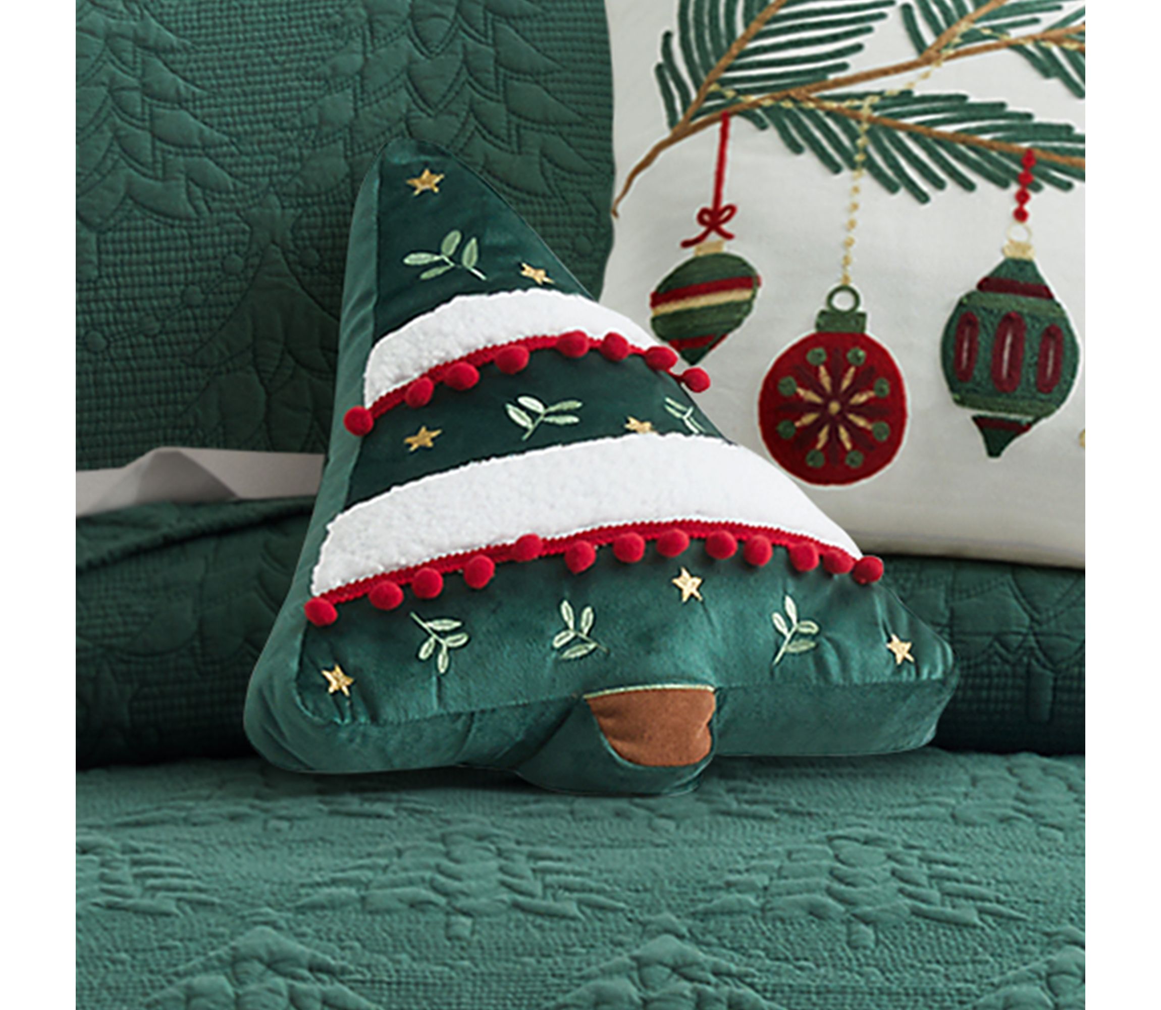 O Christmas Tree Shaped Christmas Tree Pillow