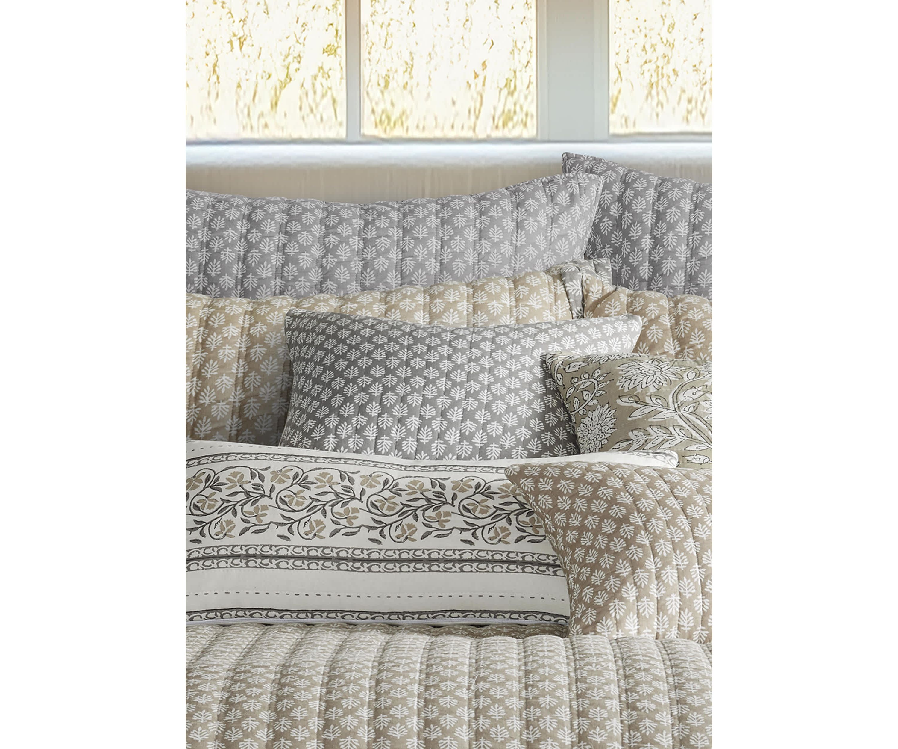Aditya Taupe Quilted Pillow
