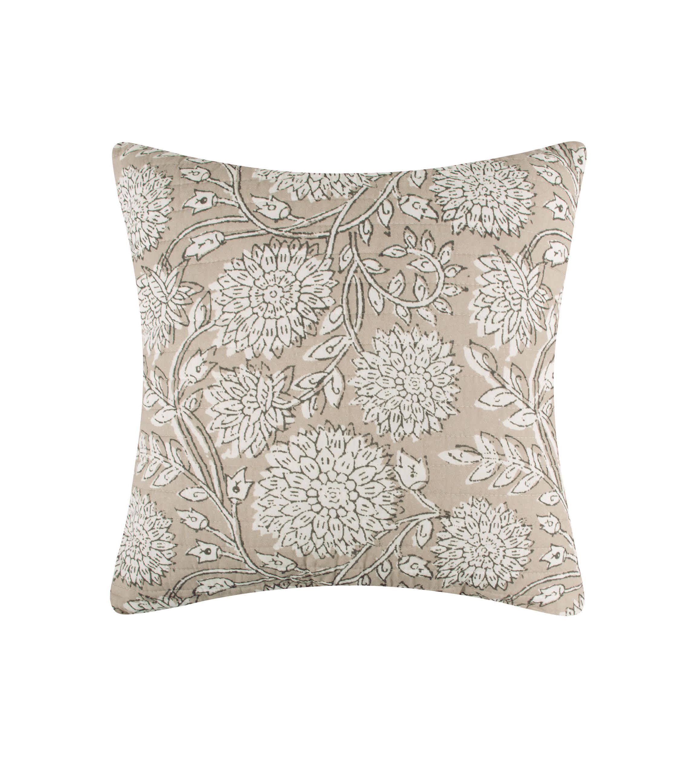 Adare Taupe Quilted Square Pillow