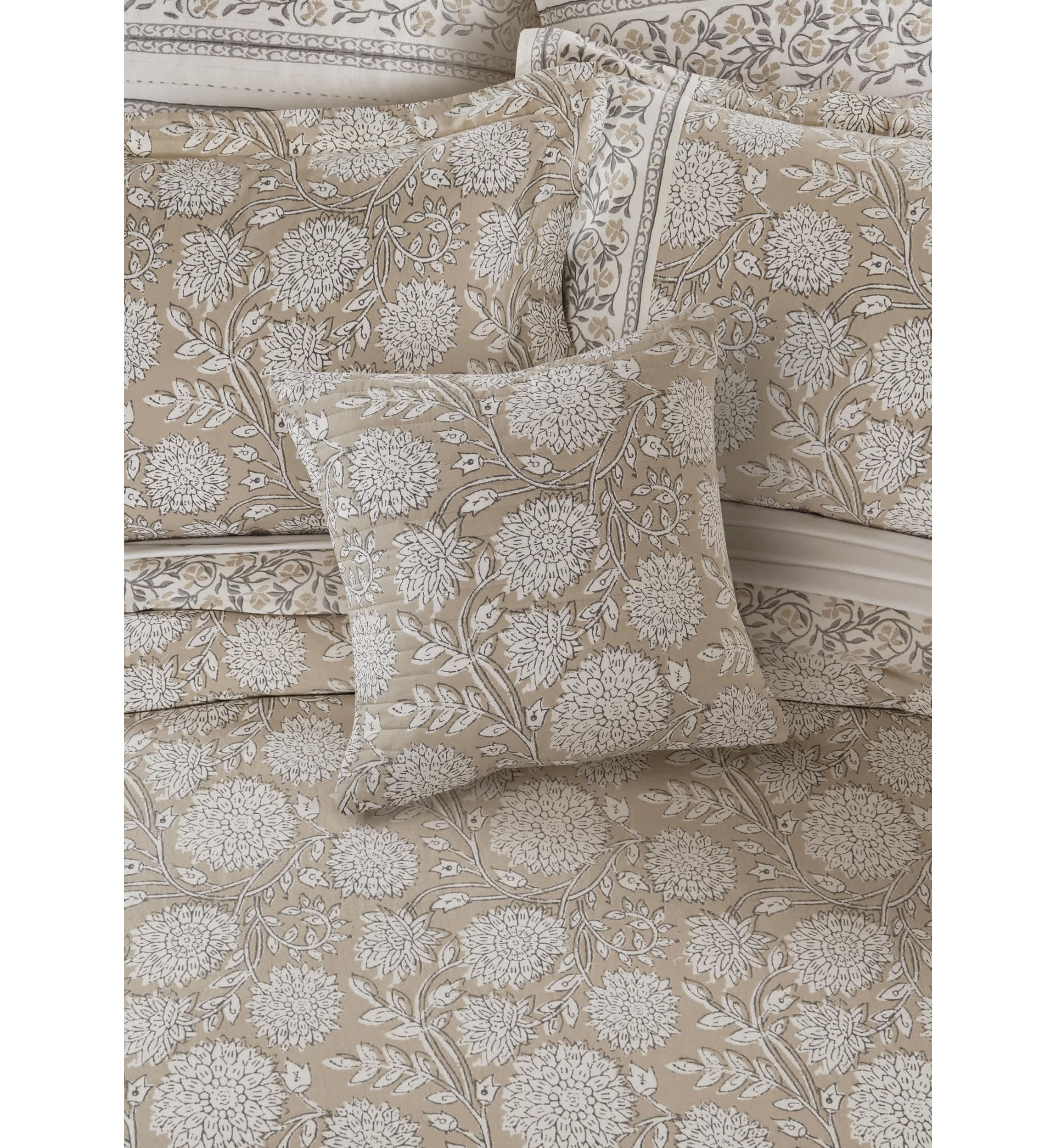 Adare Taupe Quilted Square Pillow