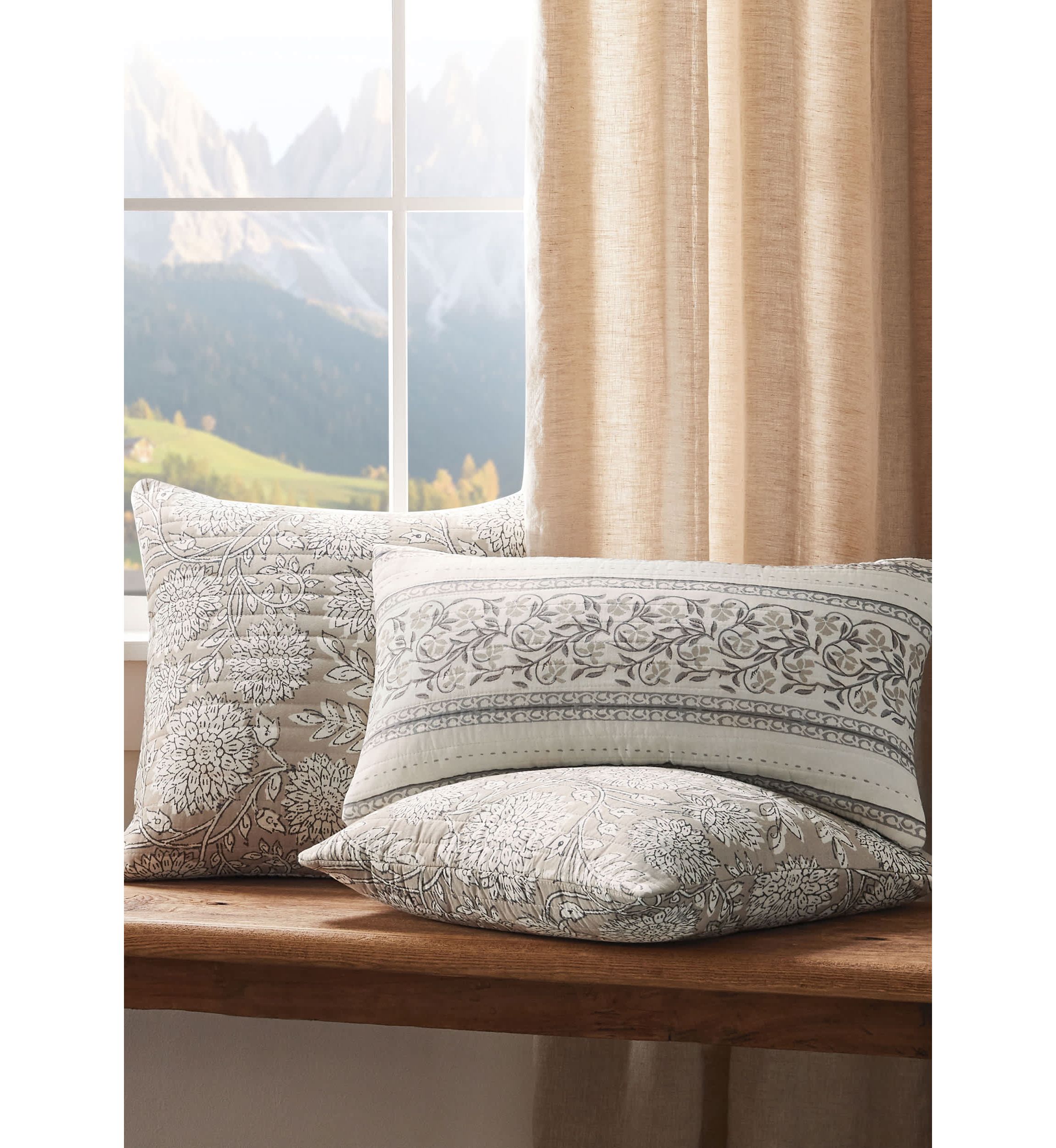 Adare Taupe Quilted Square Pillow