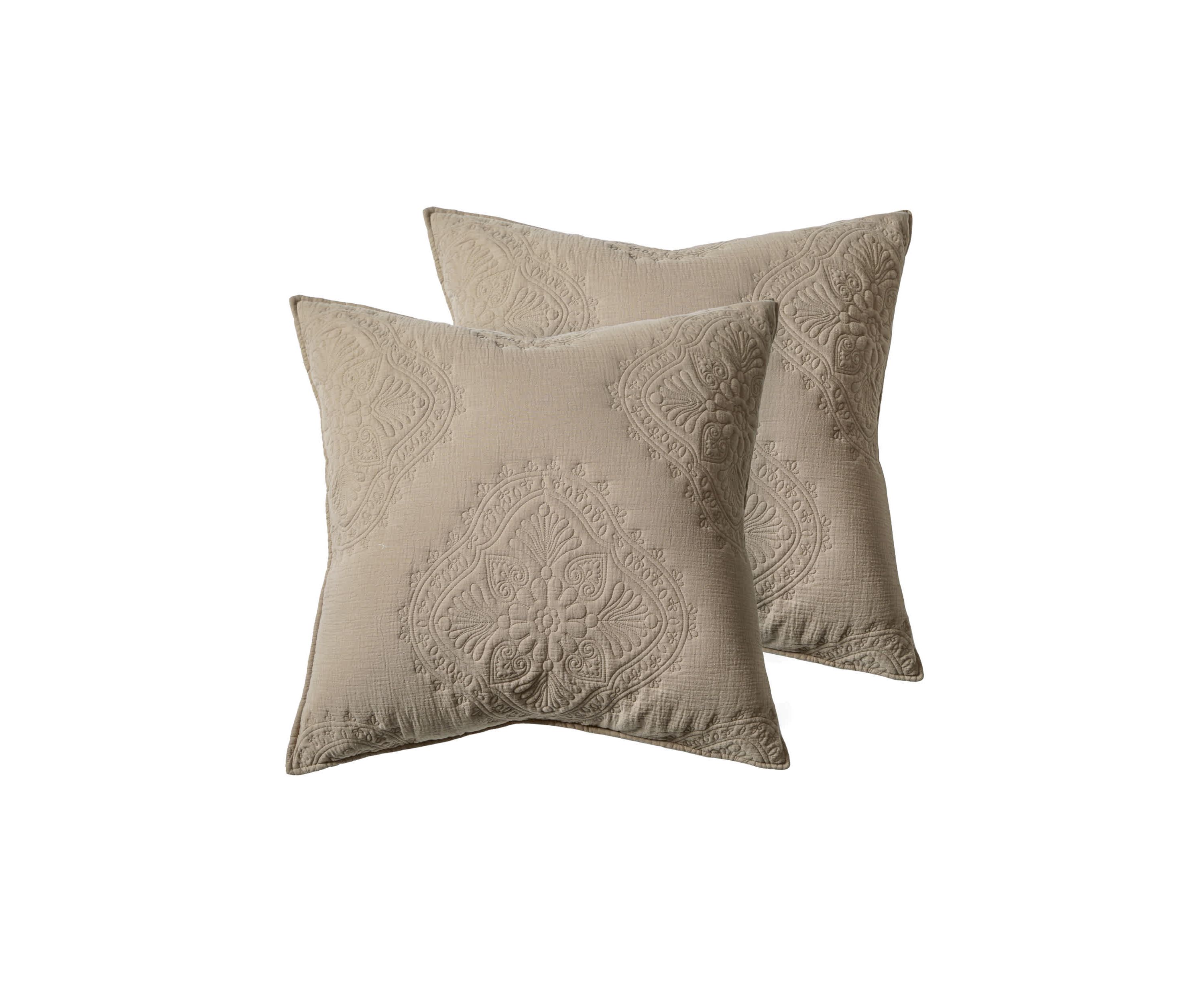 Muslin Stitch Taupe Euro Sham Set of 2