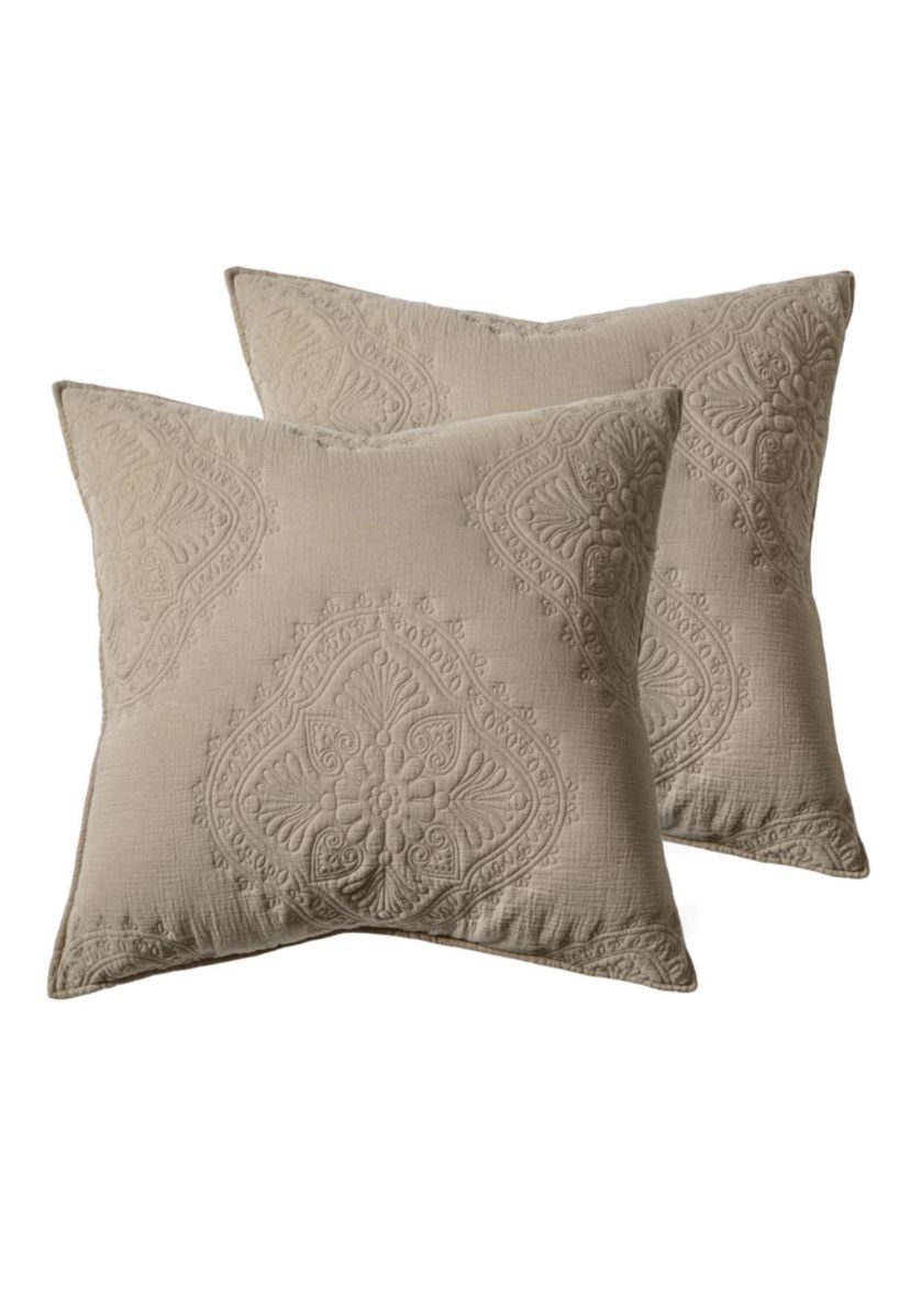 Muslin Stitch Taupe Euro Sham Set of 2