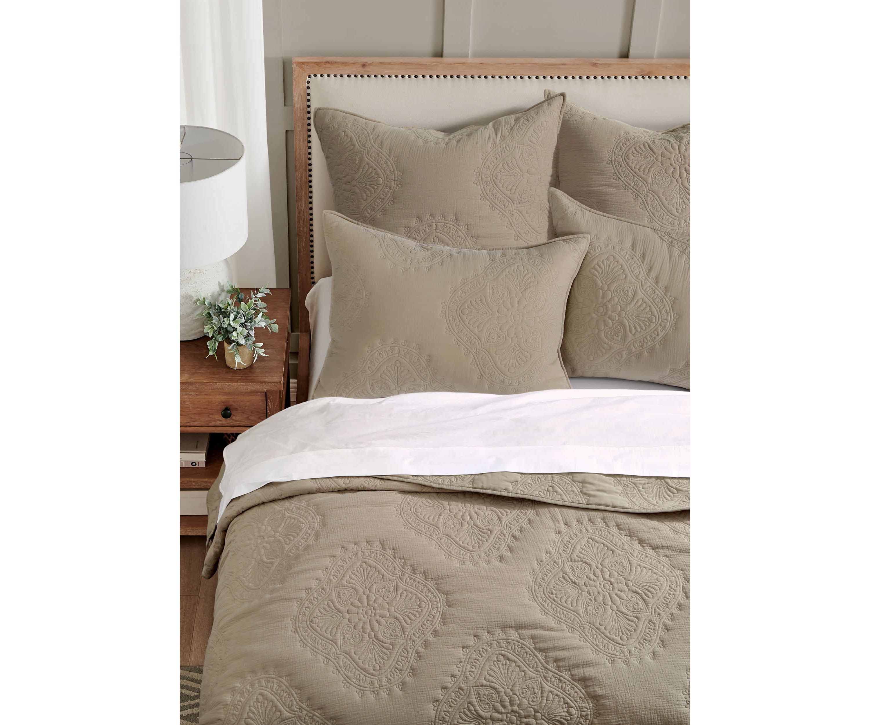 Muslin Stitch Taupe Euro Sham Set of 2