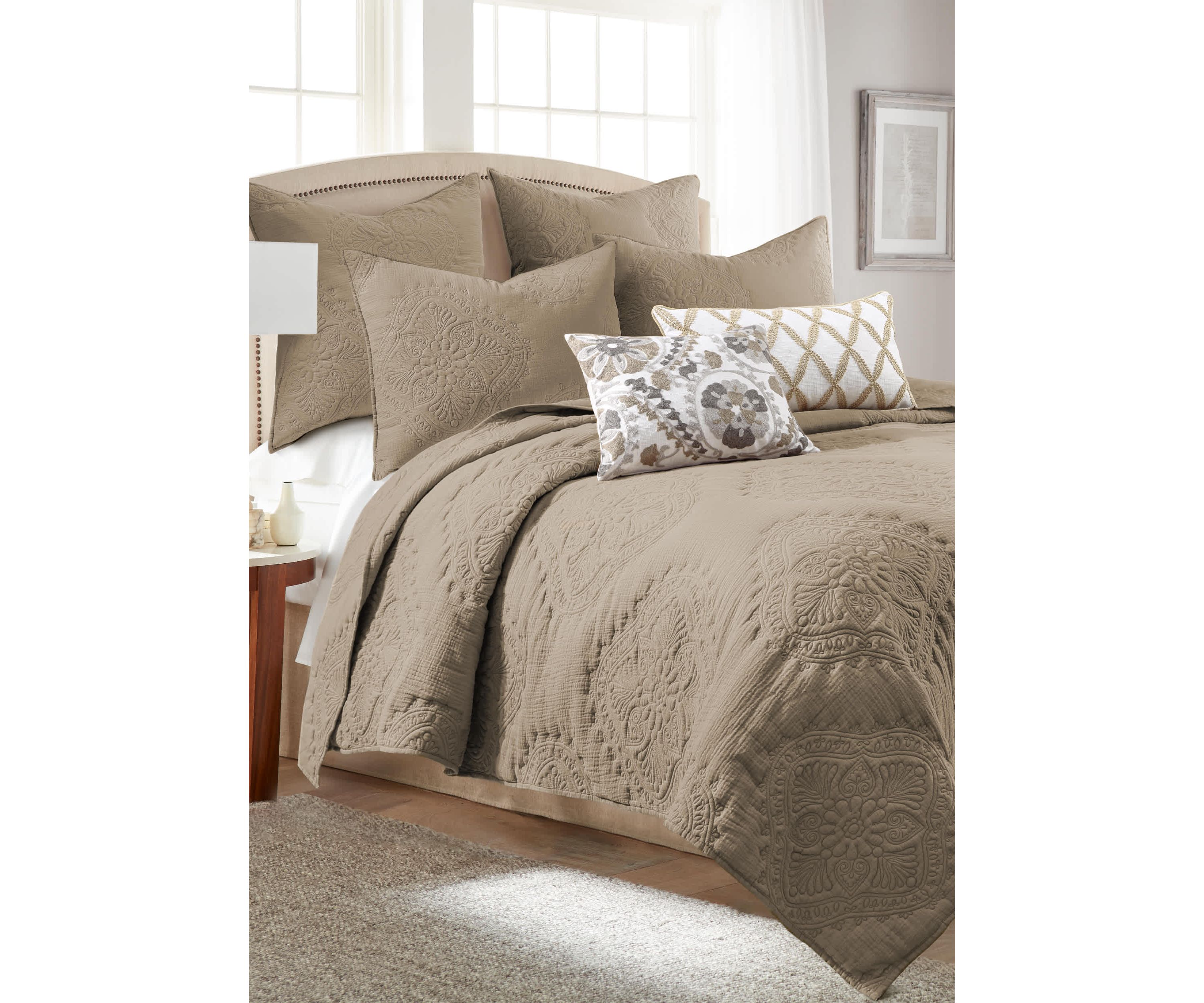 Muslin Stitch Taupe Euro Sham Set of 2