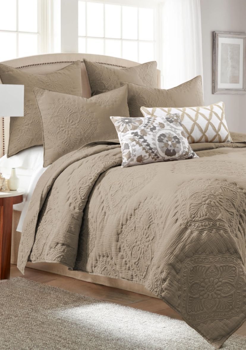 Muslin Stitch Taupe Euro Sham Set of 2