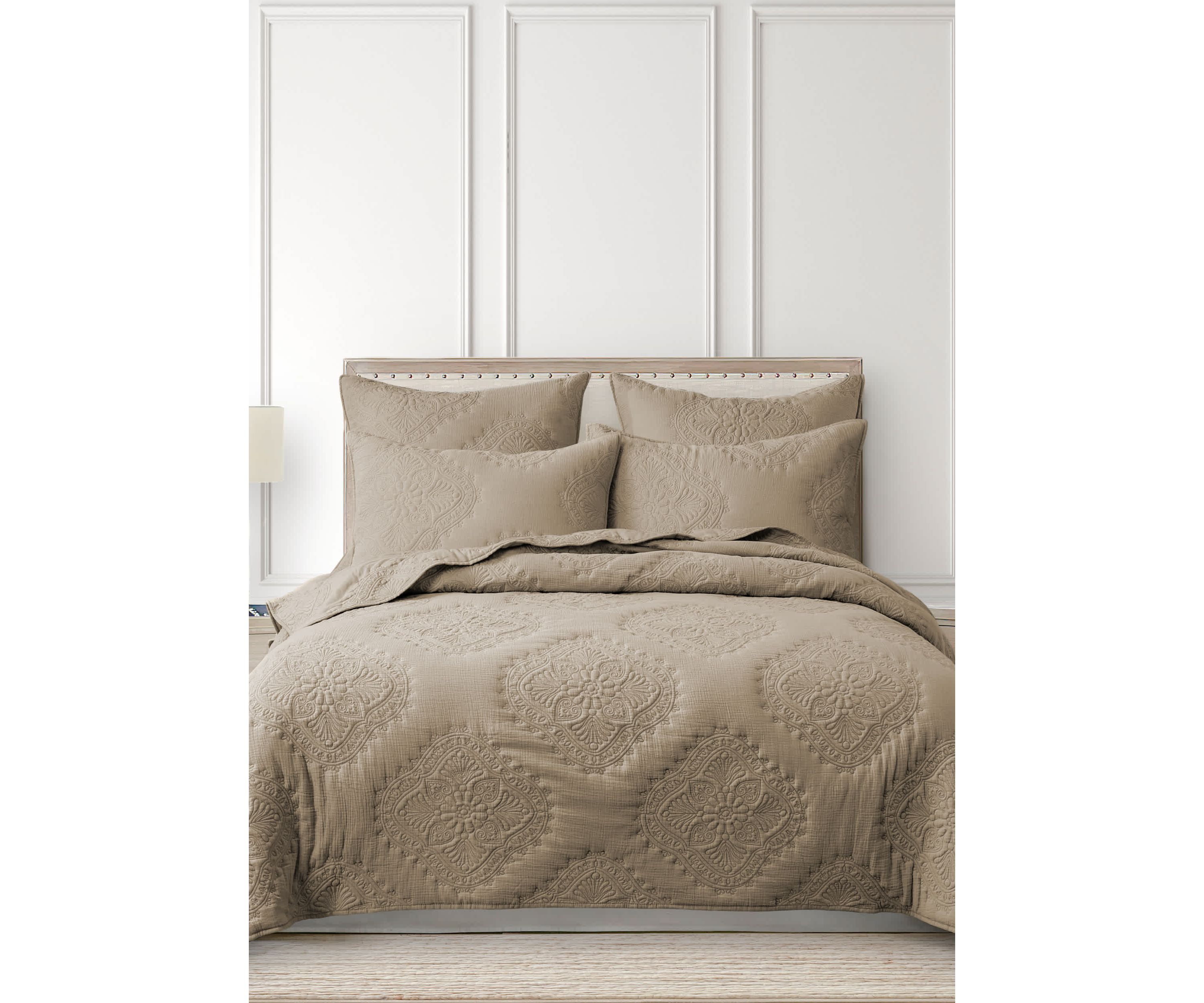 Muslin Stitch Taupe Euro Sham Set of 2