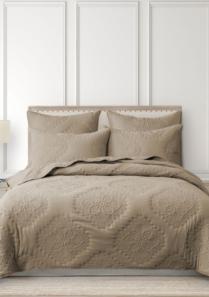 Muslin Stitch Taupe Euro Sham Set of 2