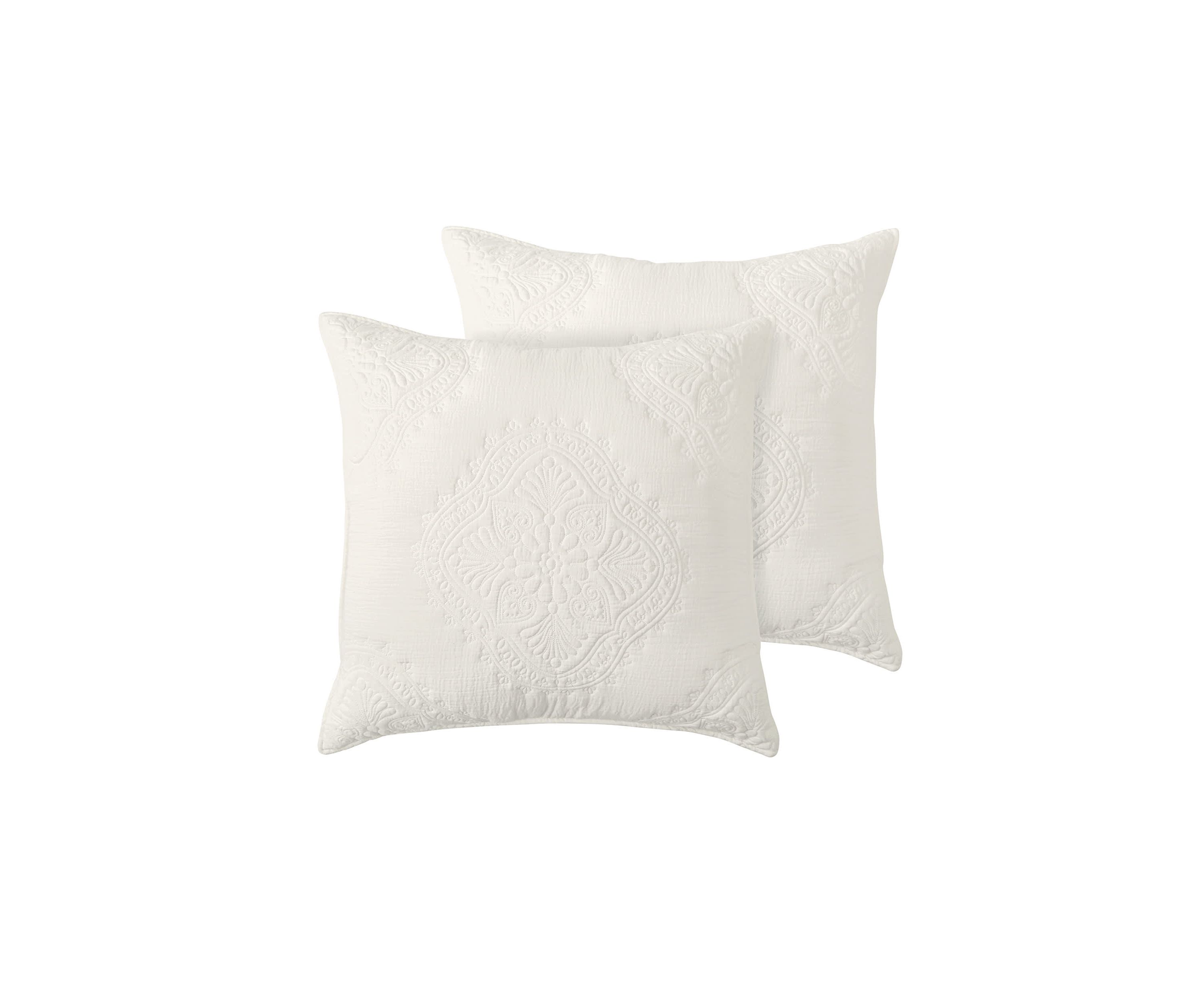 Muslin Stitch Cream Euro Sham Set of 2