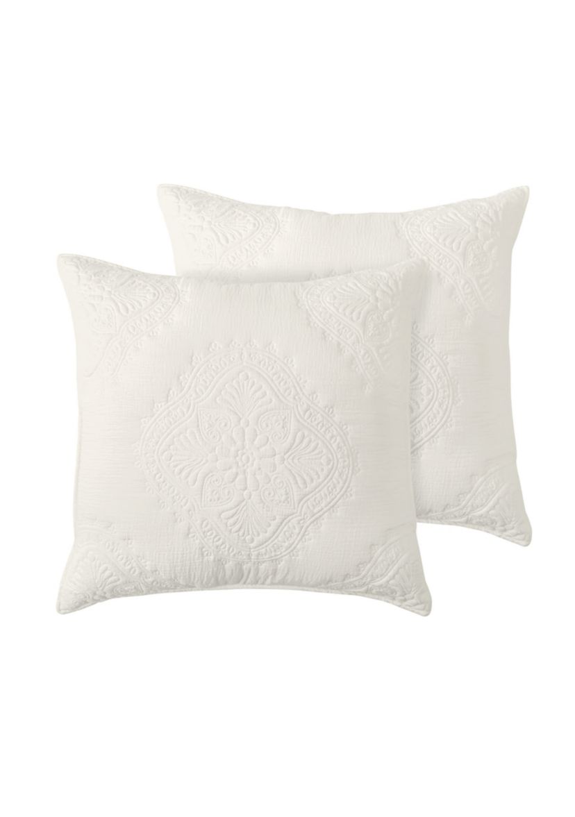 Muslin Stitch Cream Euro Sham Set of 2