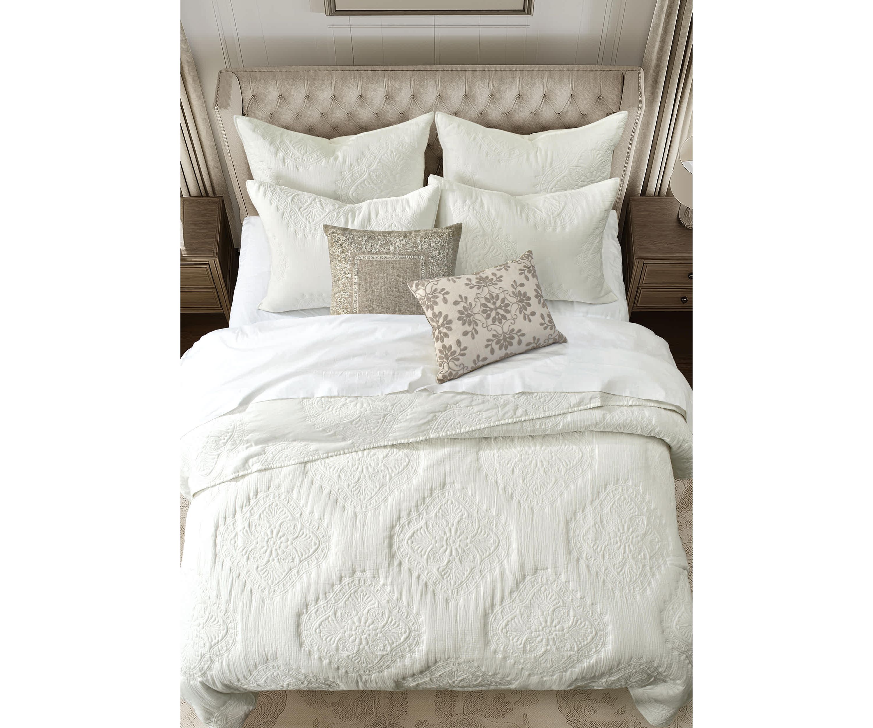 Muslin Stitch Cream Euro Sham Set of 2