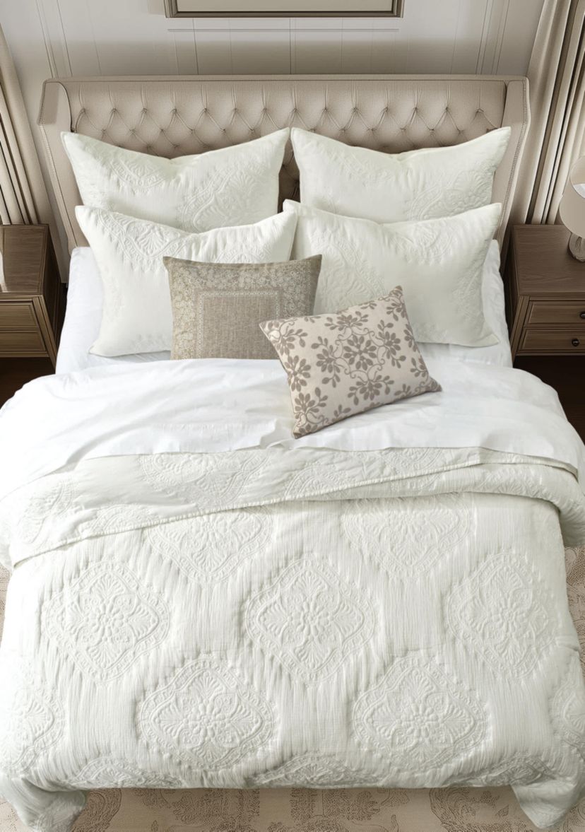 Muslin Stitch Cream Euro Sham Set of 2