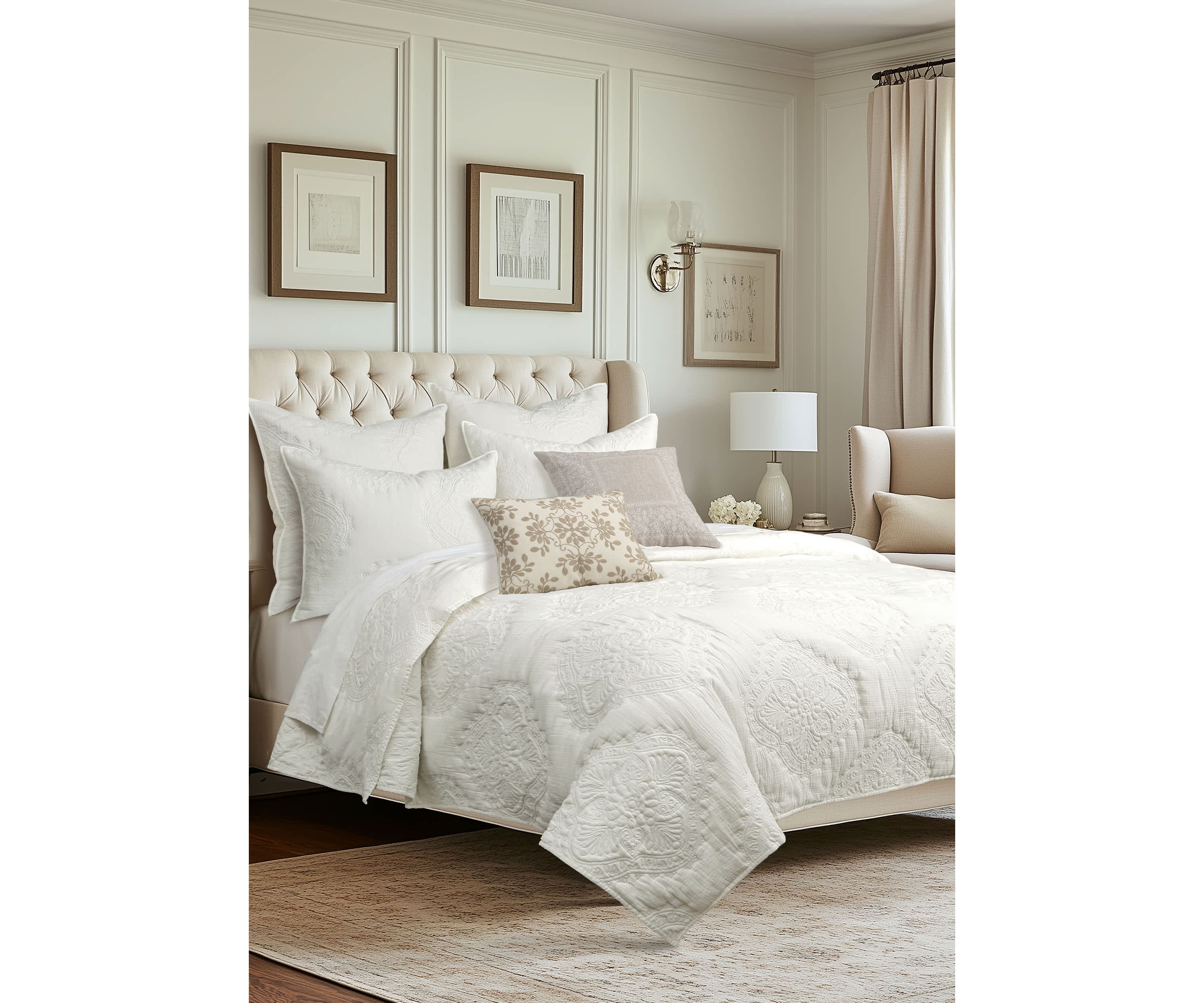 Muslin Stitch Cream Euro Sham Set of 2