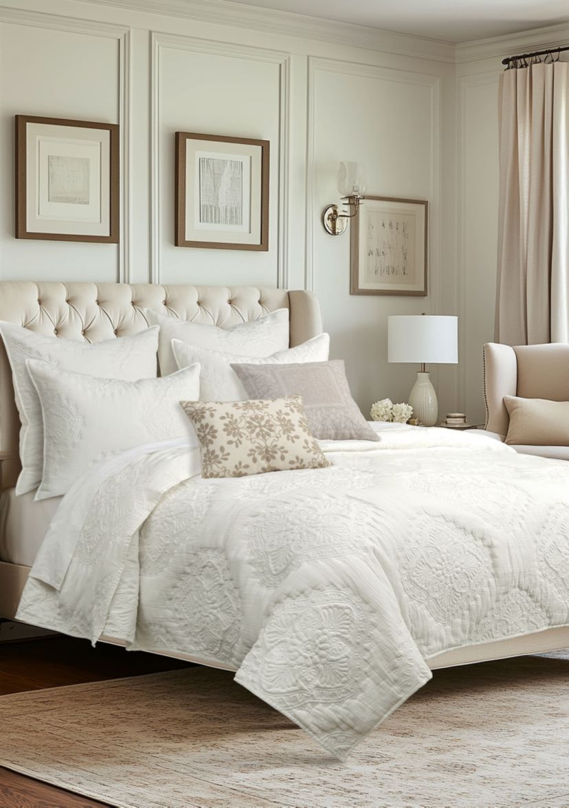 Muslin Stitch Cream Euro Sham Set of 2