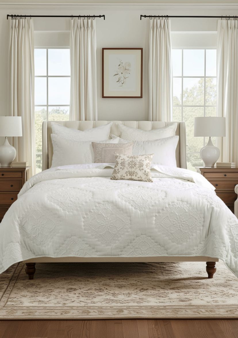 Muslin Stitch Cream Euro Sham Set of 2
