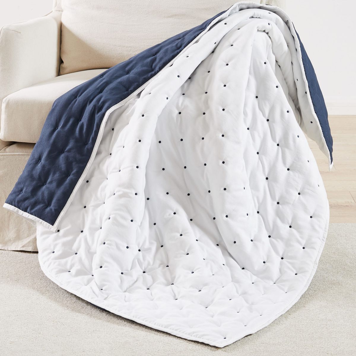 Embroidered Swiss Dot Quilted Throw