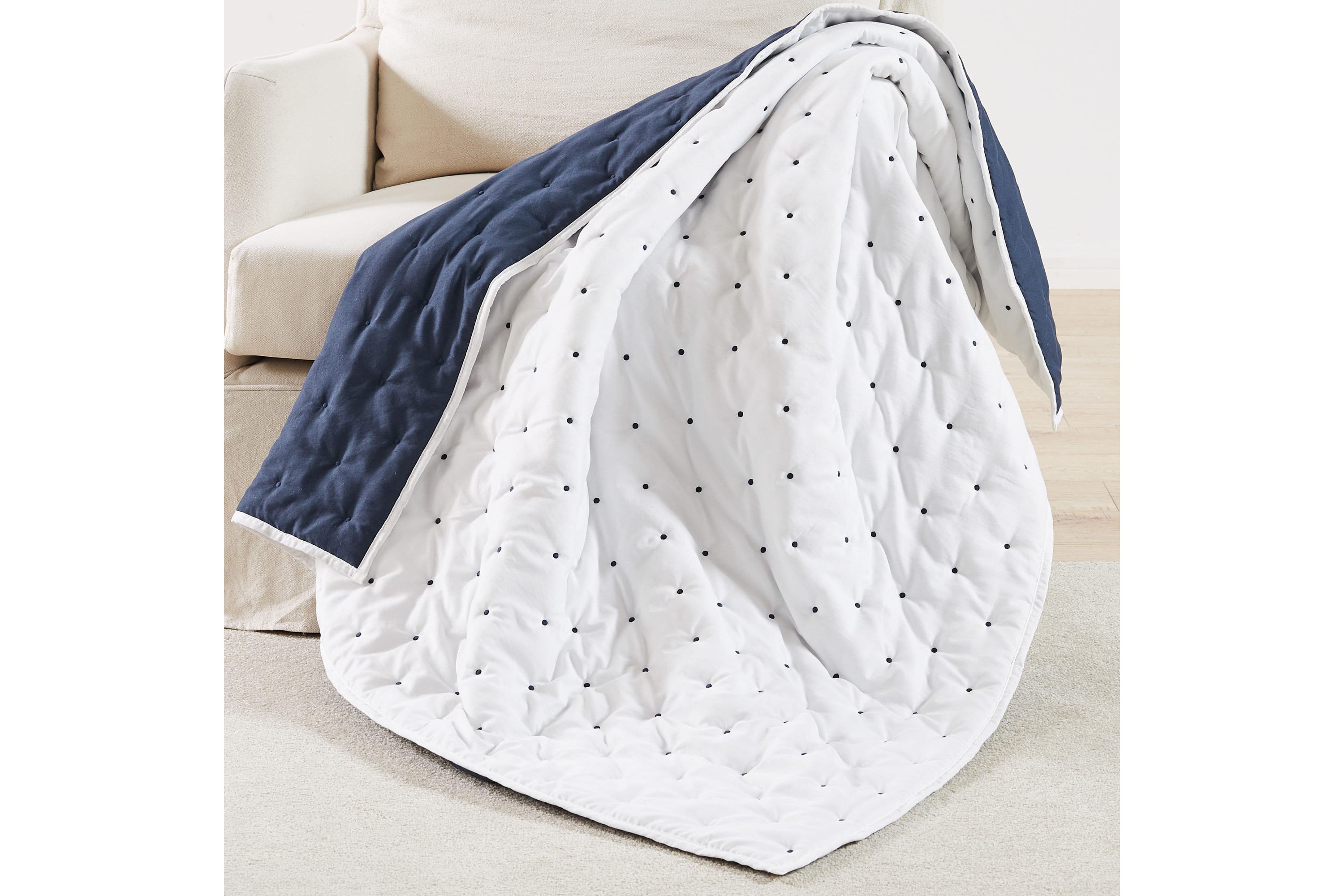 Embroidered Swiss Dot Quilted Throw