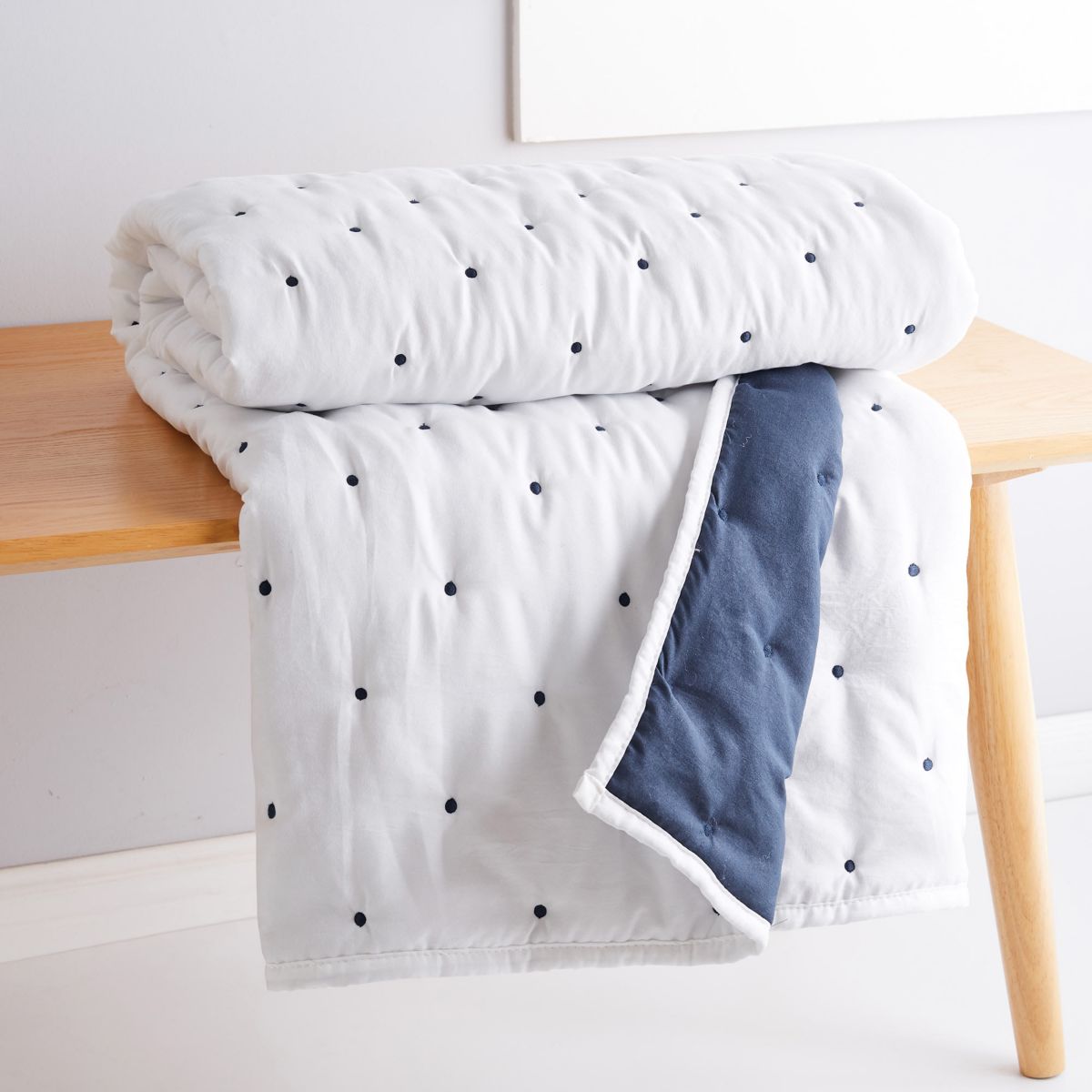 Embroidered Swiss Dot Quilted Throw