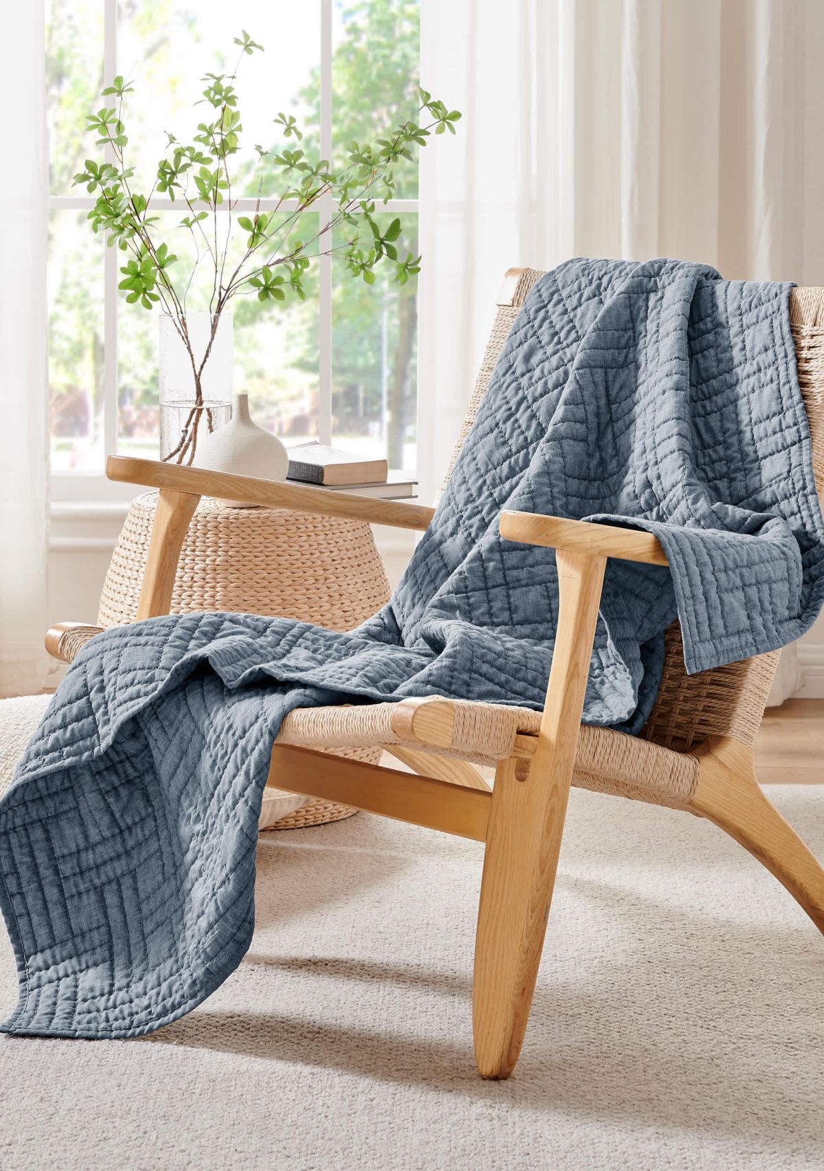 Melange Stitch Chambray Quilted Throw