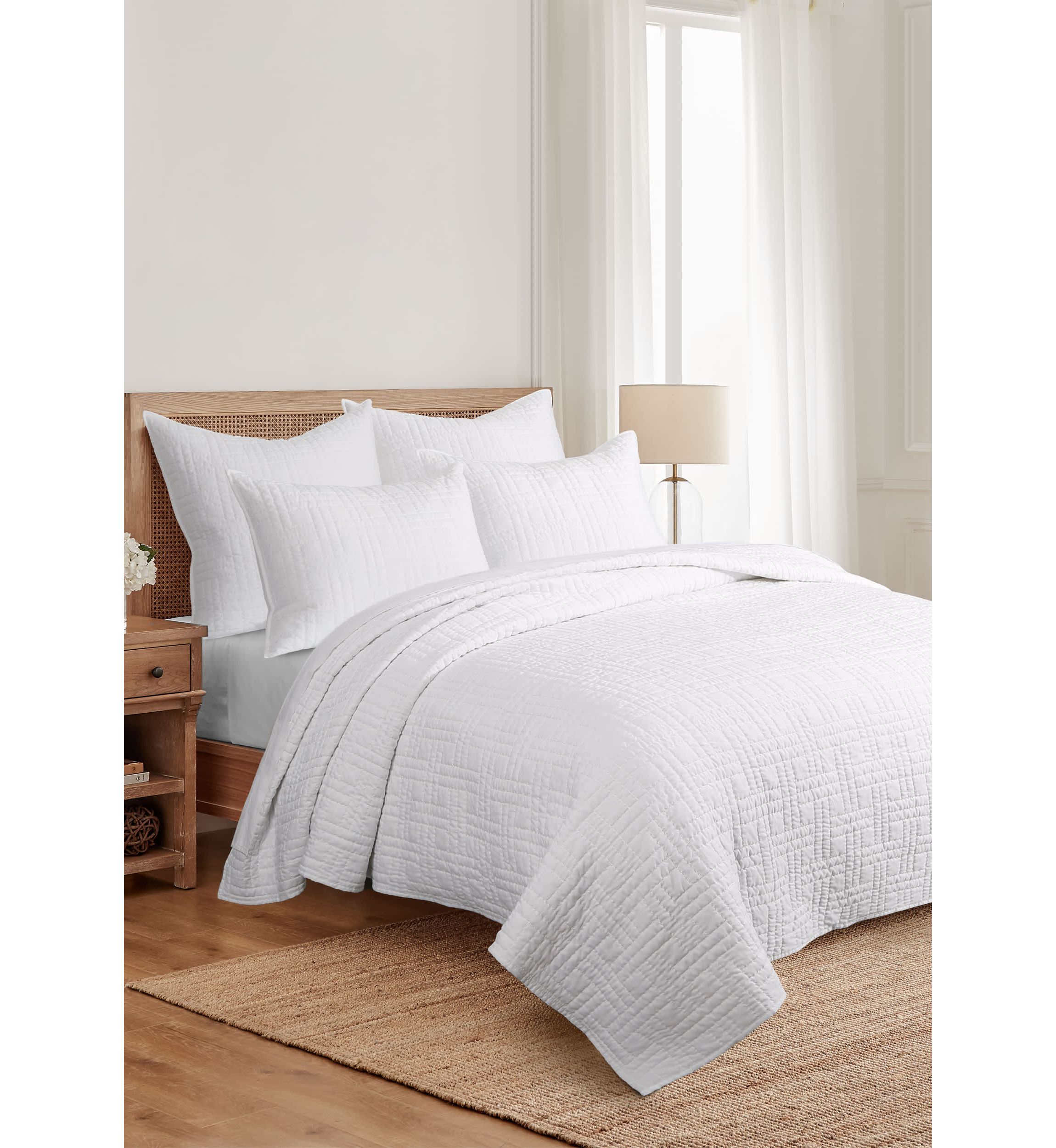 Melange Stitch White Euro Sham Set of 2