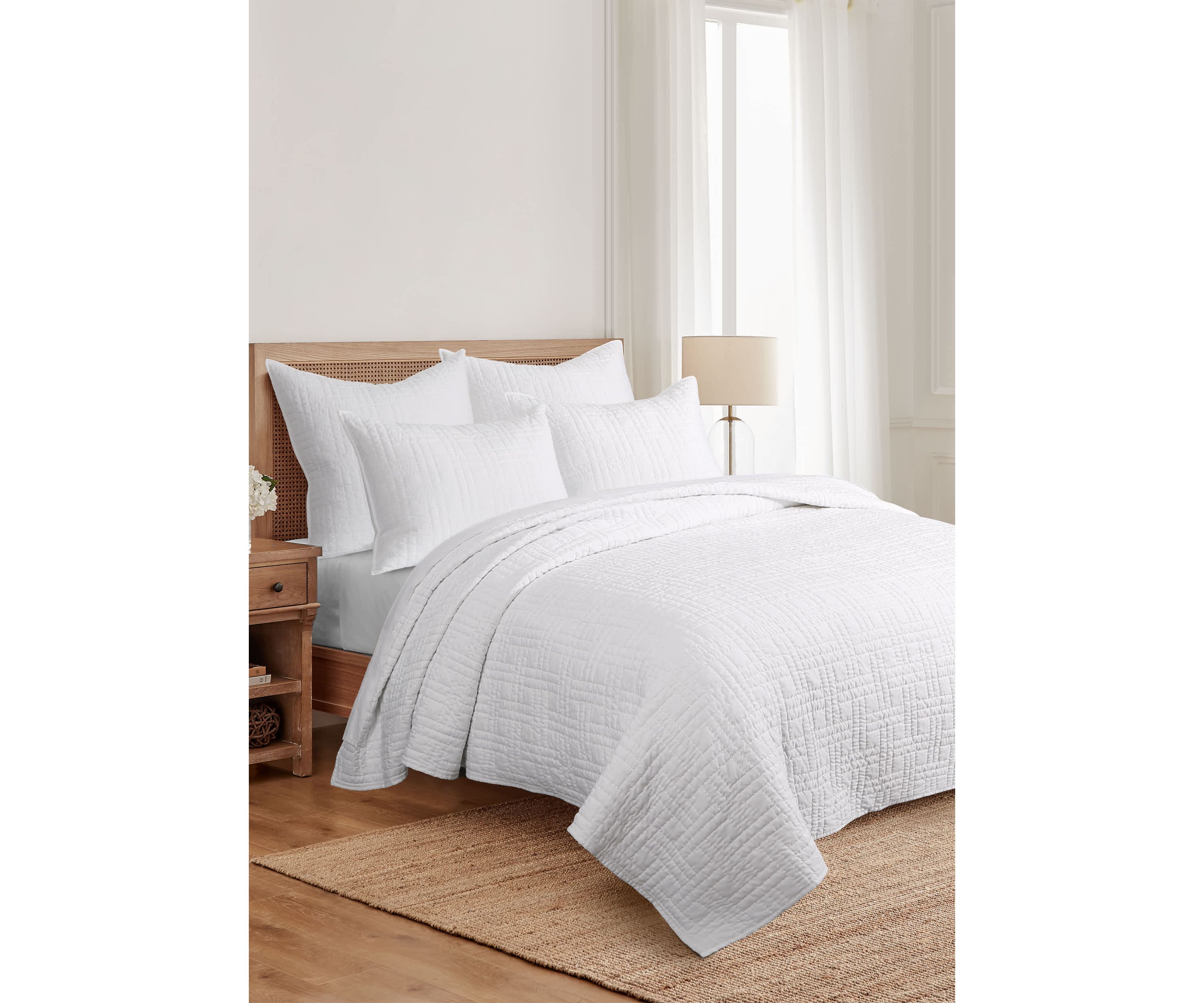 Melange Stitch White Euro Sham Set of 2