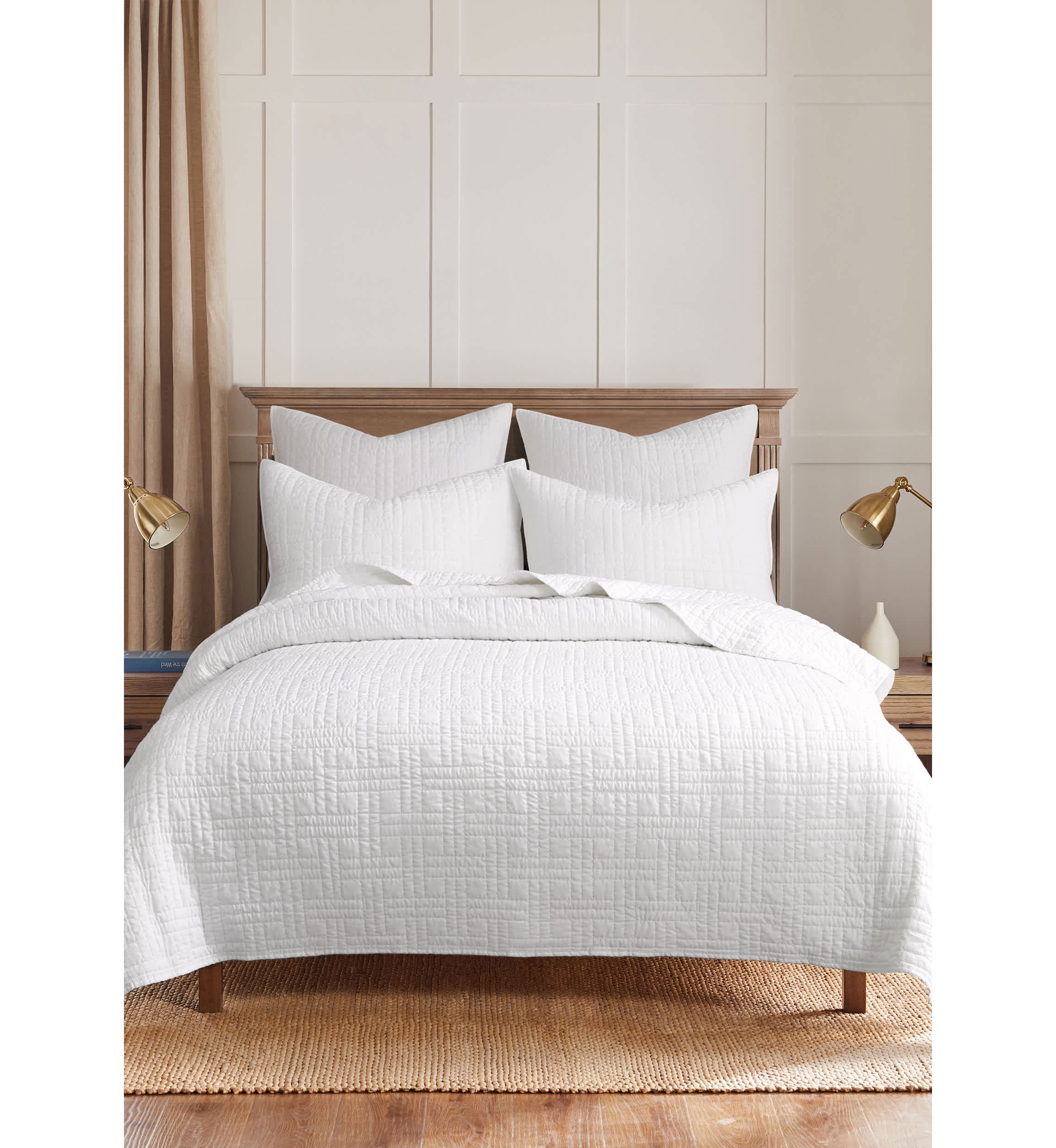 Melange Stitch White Euro Sham Set of 2
