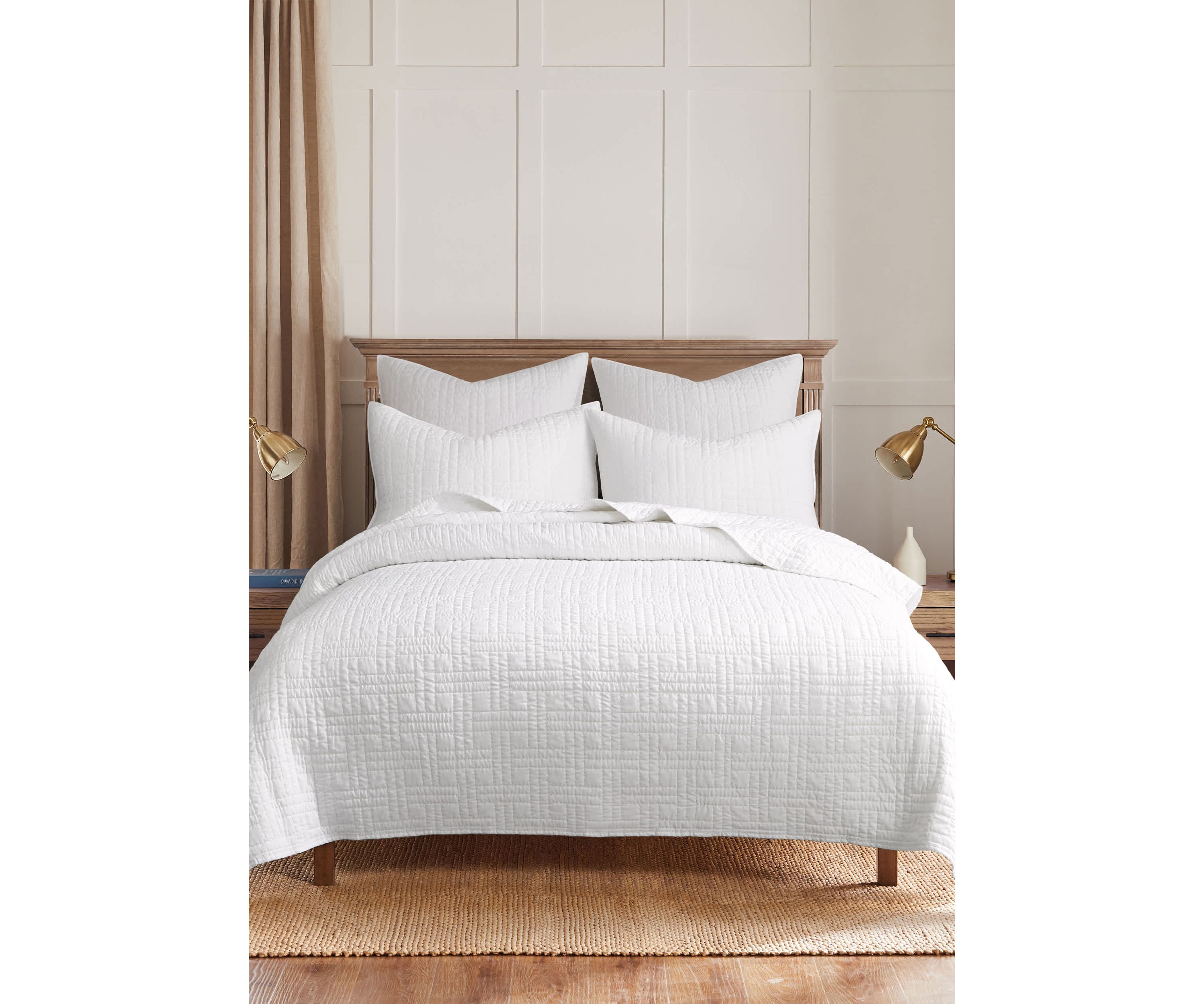 Melange Stitch White Euro Sham Set of 2