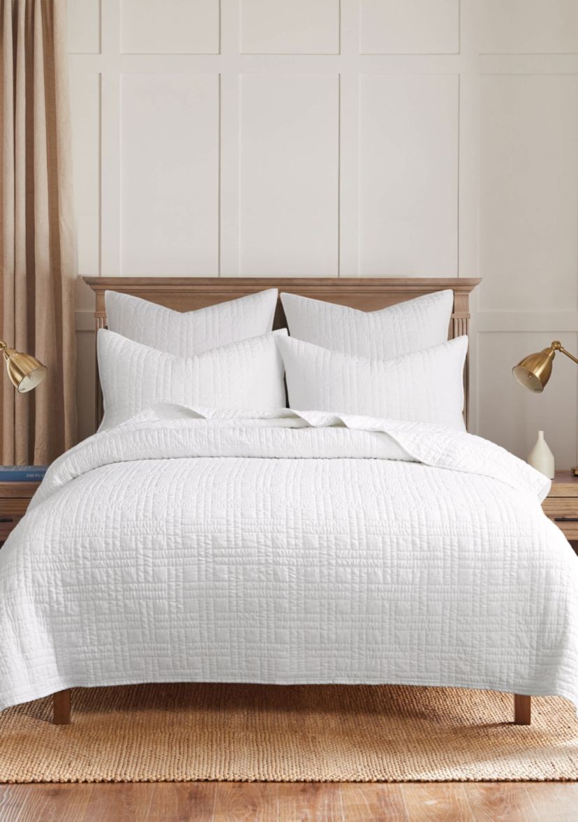 Melange Stitch White Euro Sham Set of 2