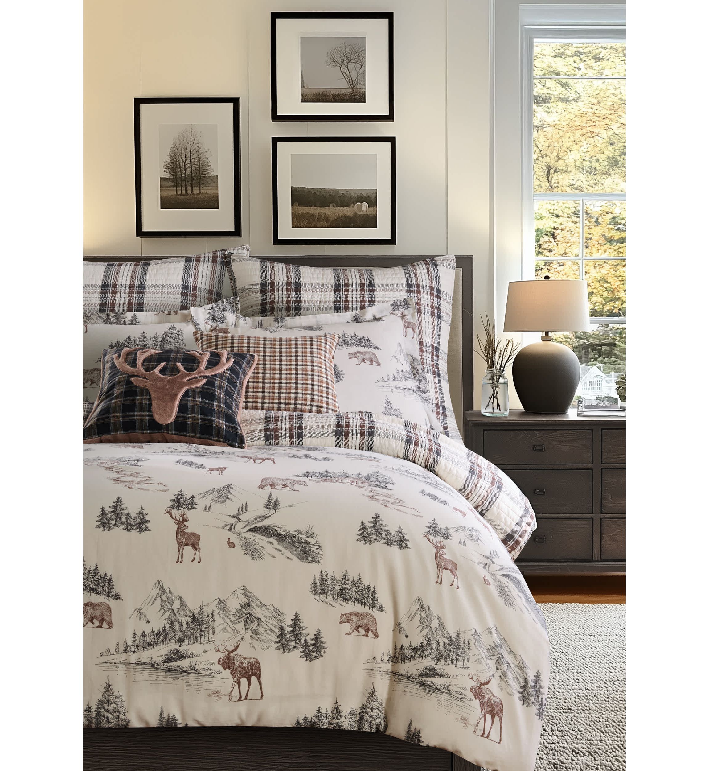 Lodge Toile Duvet Cover Set