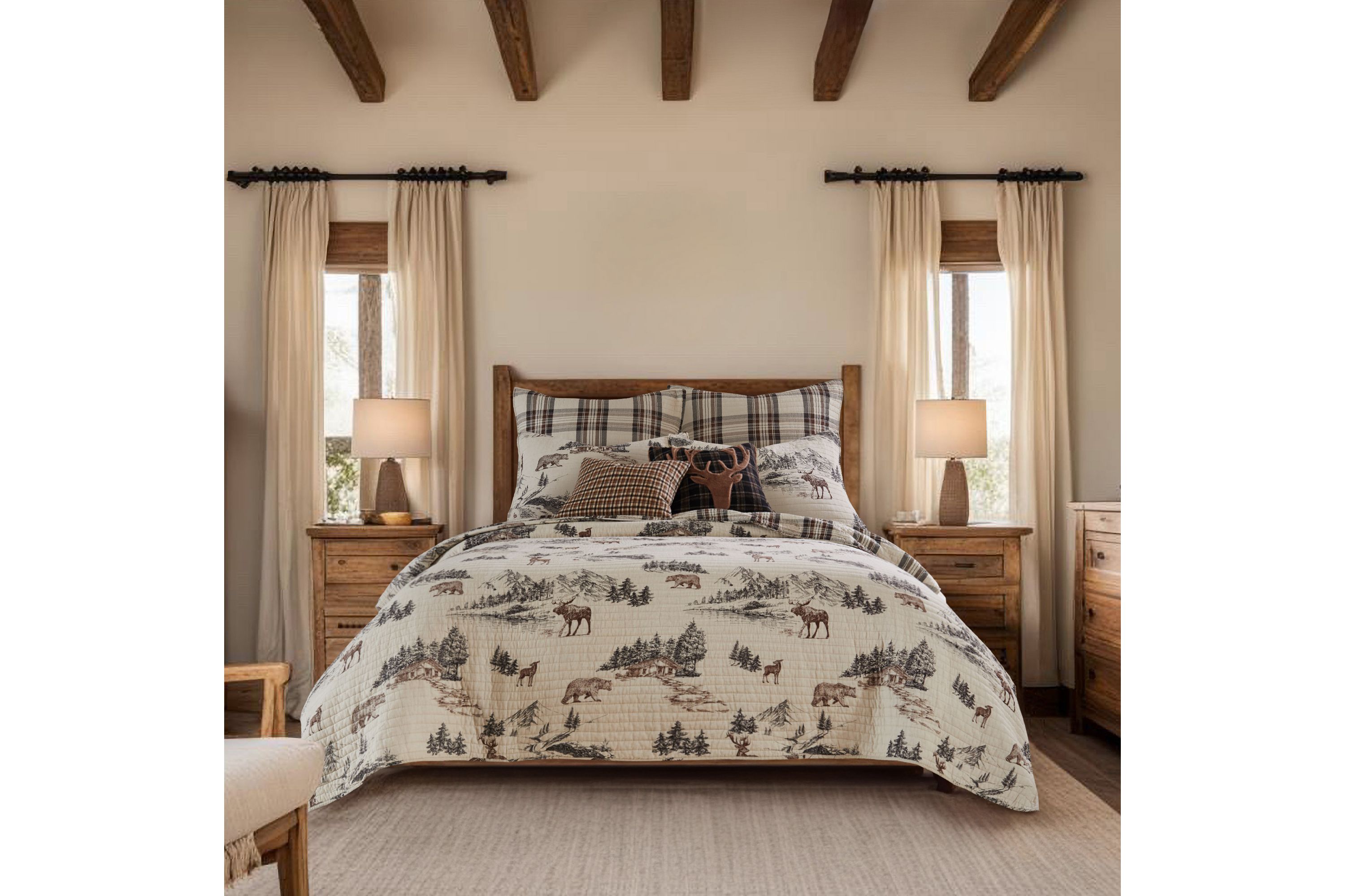 Lodge Toile Antler Pillow