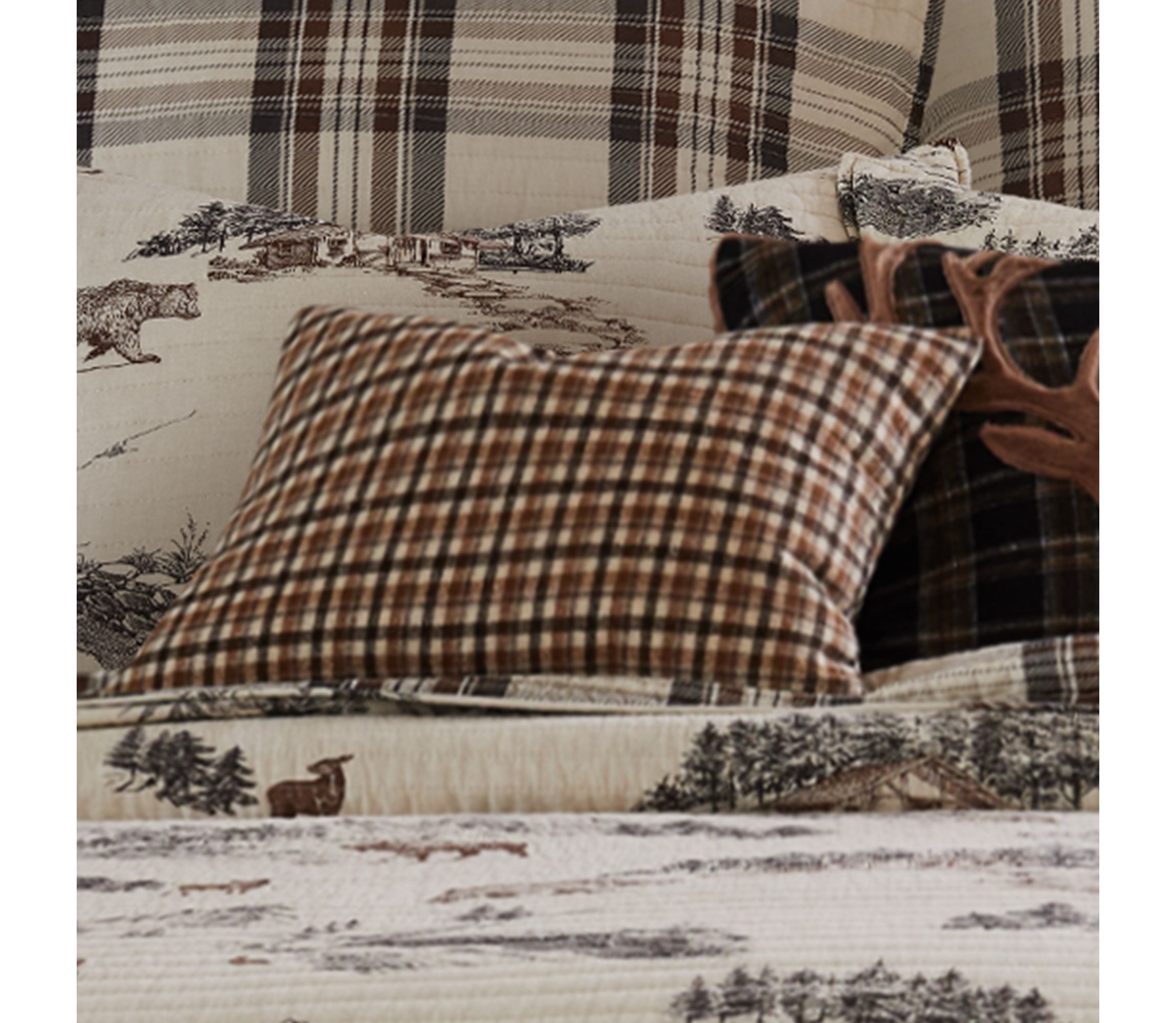 Lodge Toile Plaid Pillow