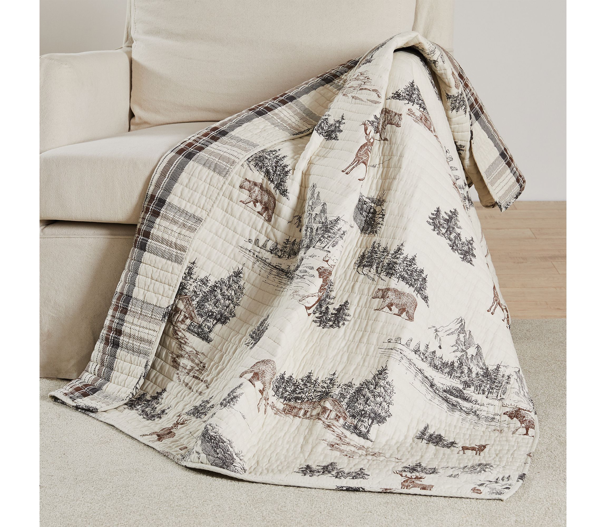 Lodge Toile Quilted Throw