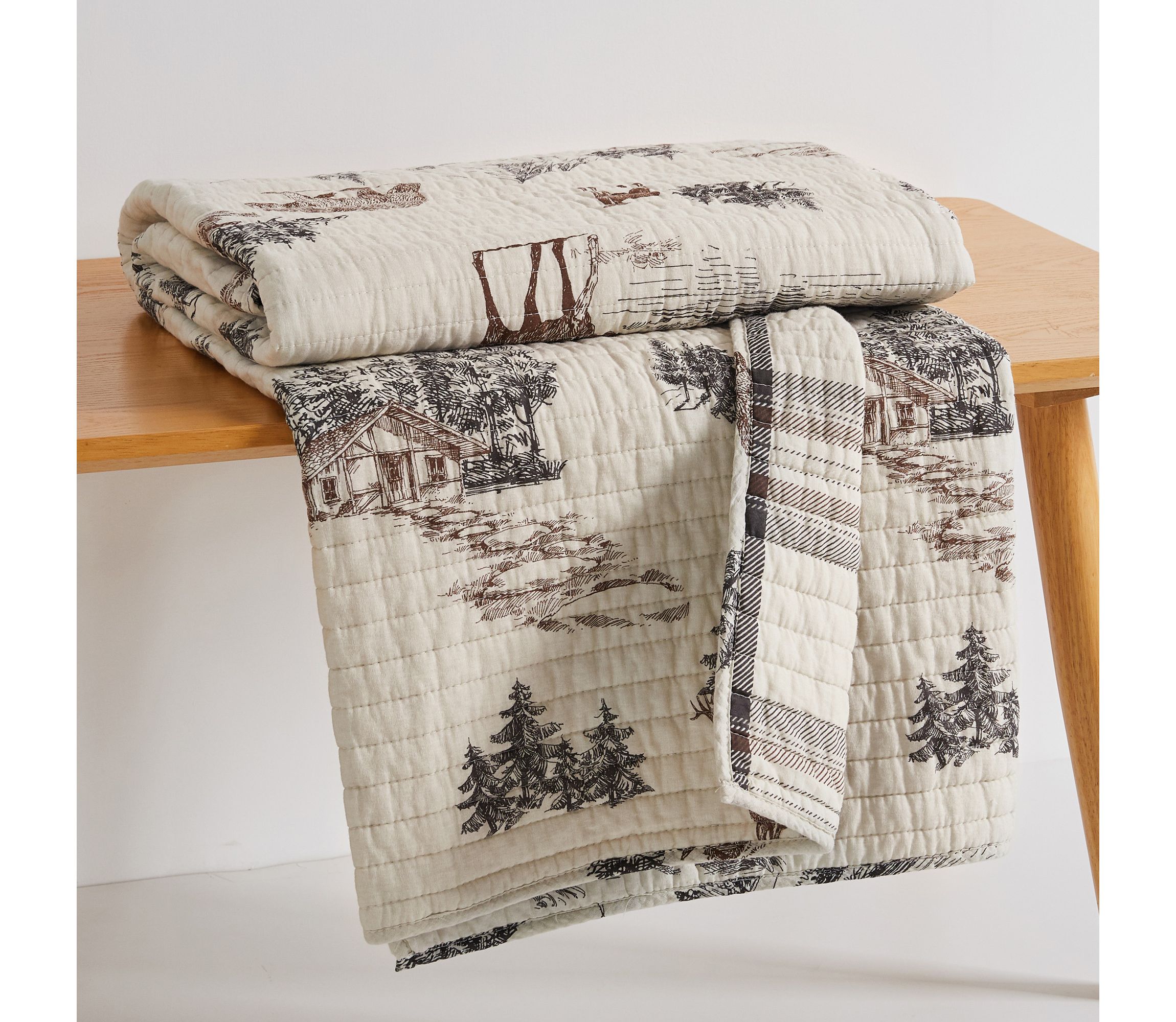 Lodge Toile Quilted Throw