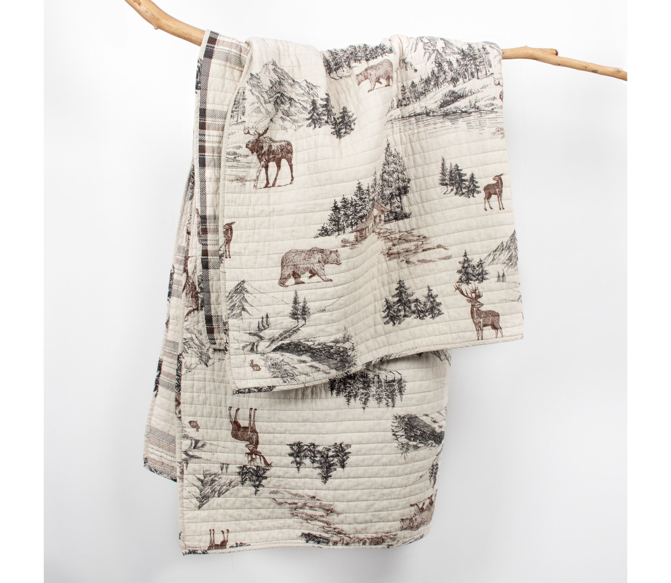 Lodge Toile Quilted Throw