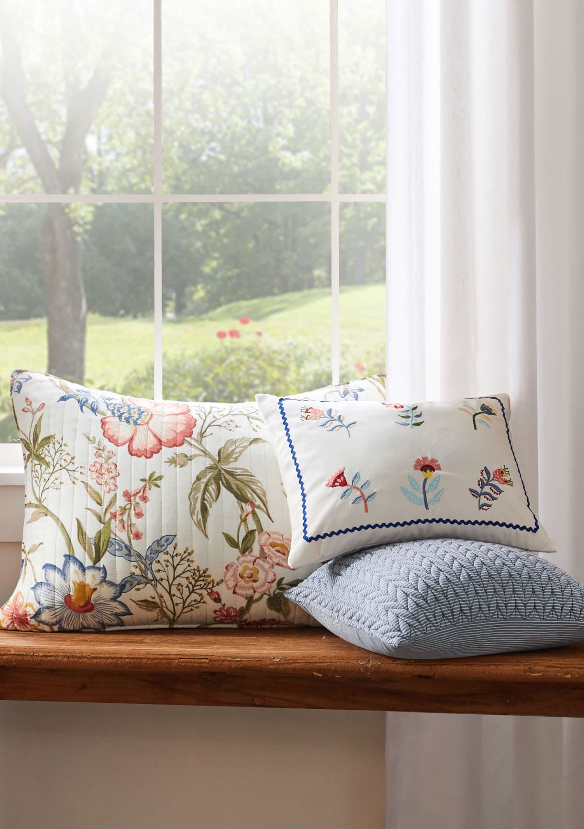 Maileen Stripe Textured Blue Pillow 16x16