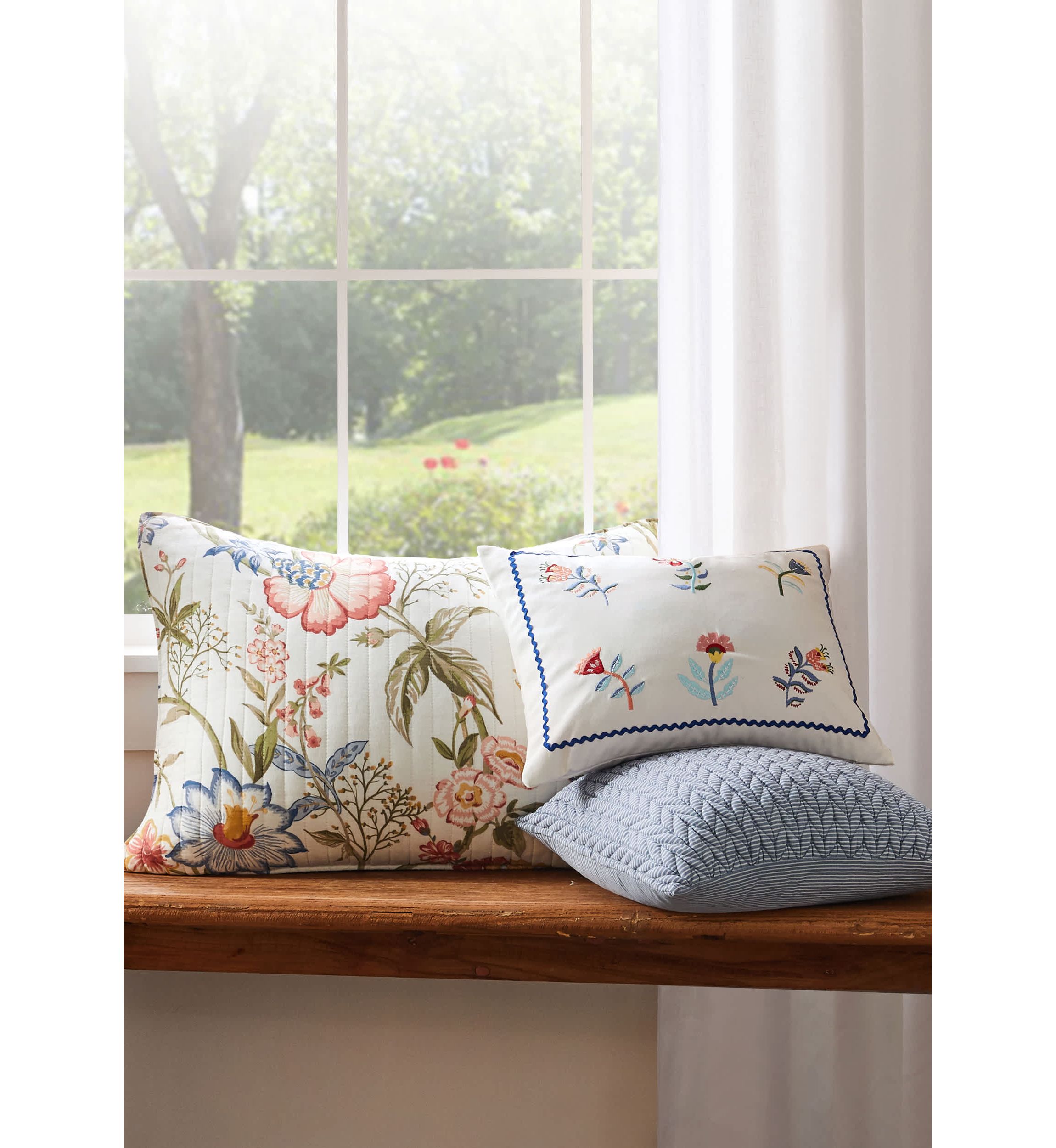 Maileen Stripe Textured Blue Pillow 16x16