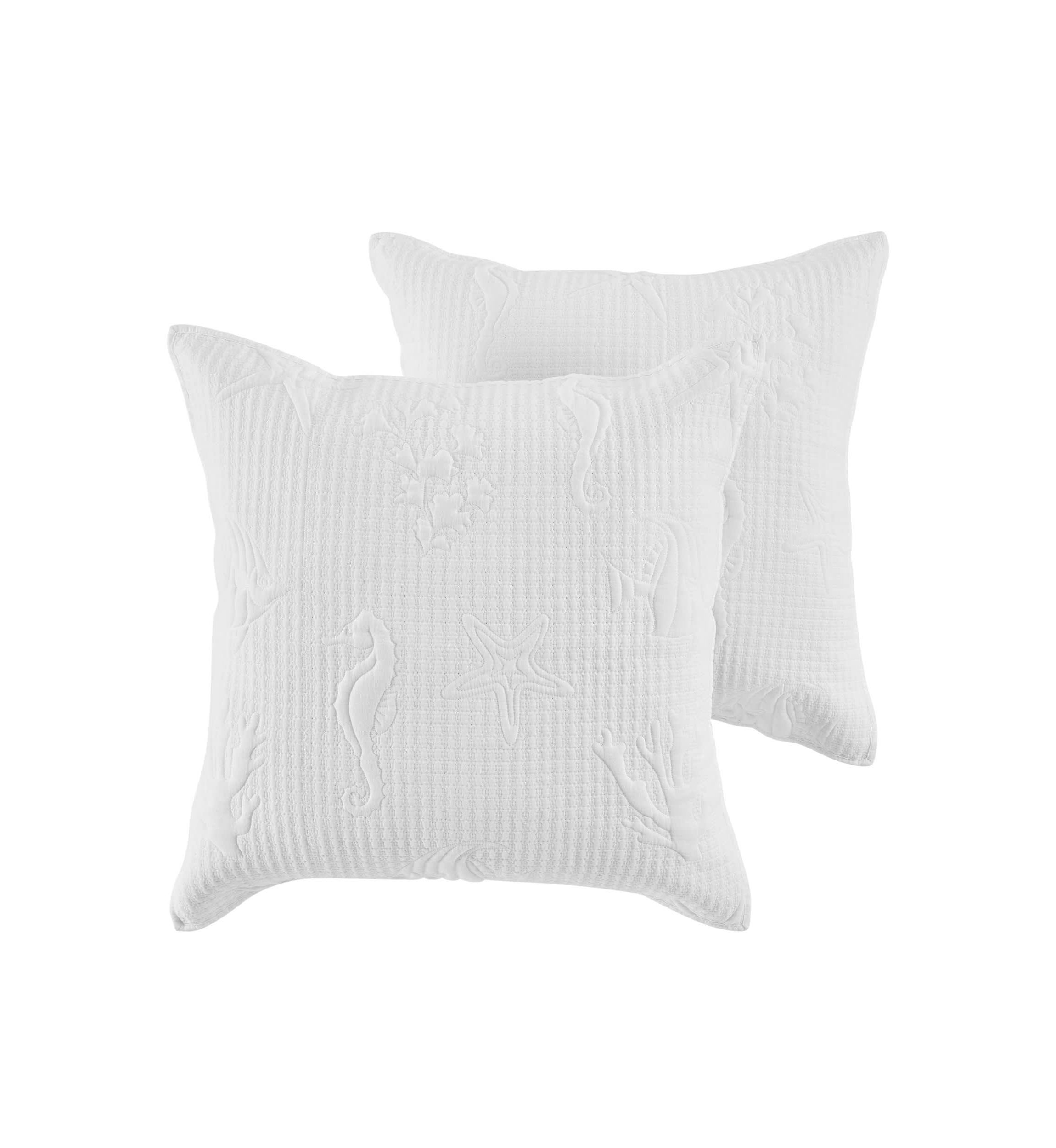 Cross Stitch Sea White Euro Sham Set of 2