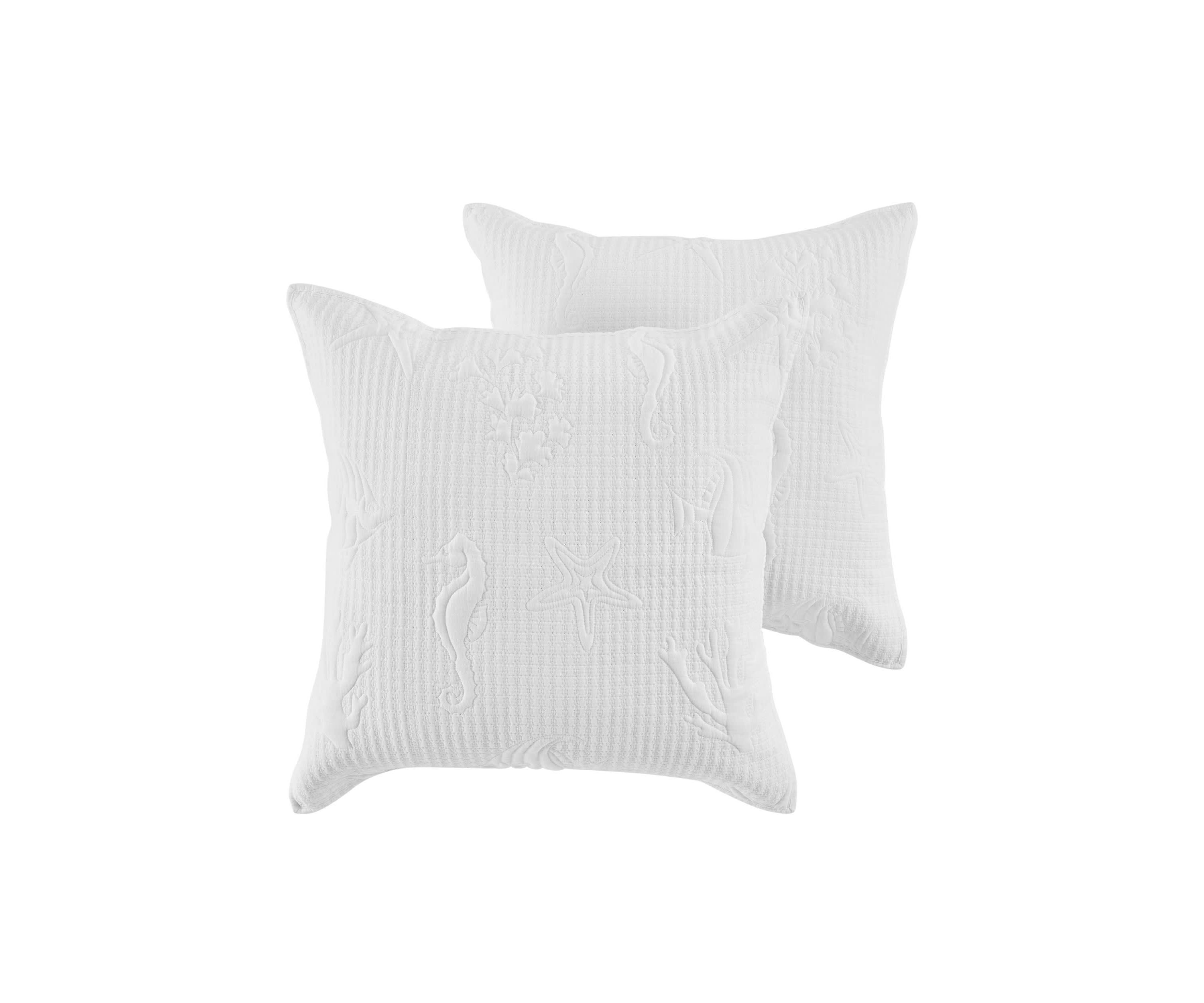 Cross Stitch Sea White Euro Sham Set of 2