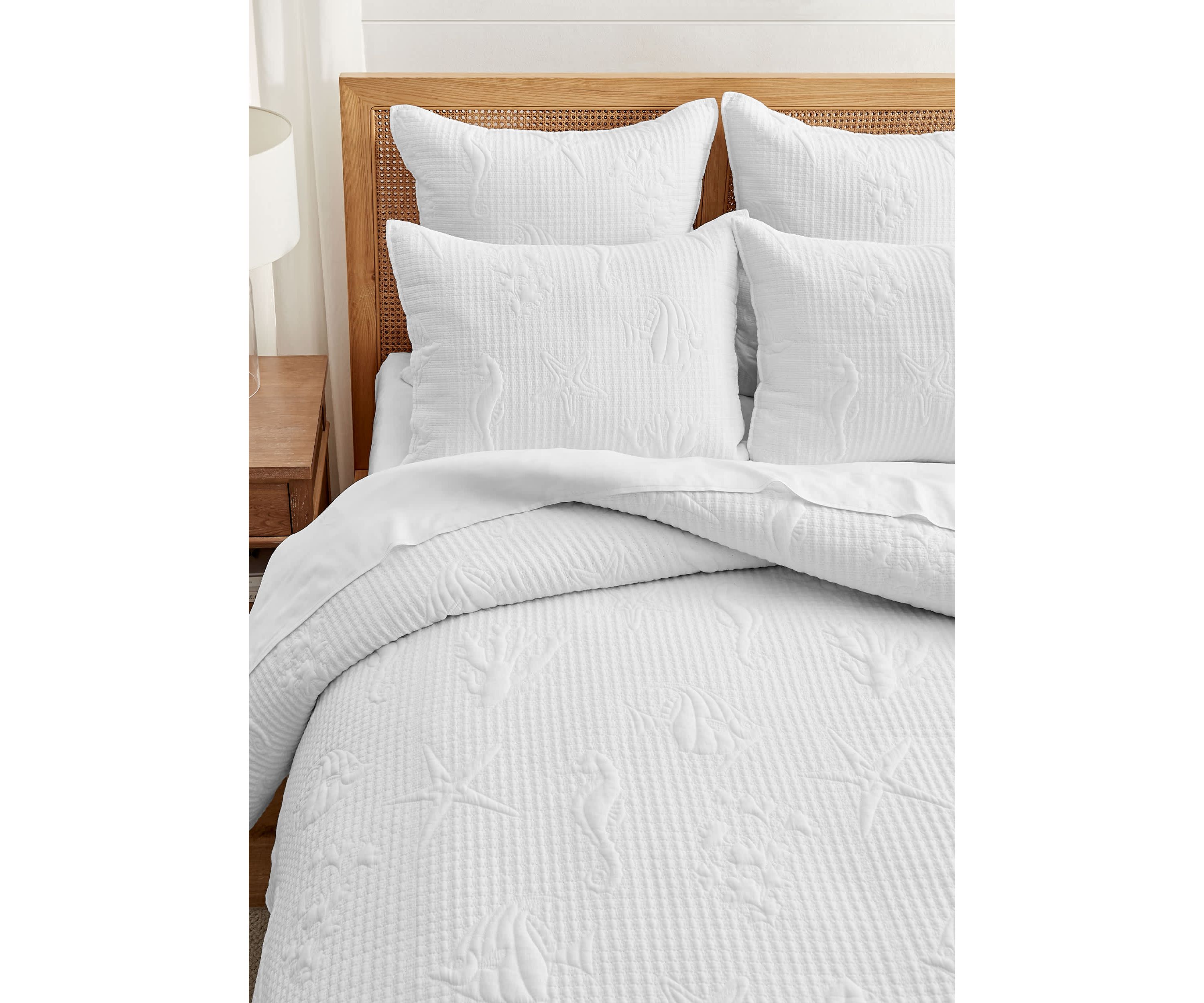 Cross Stitch Sea White Euro Sham Set of 2