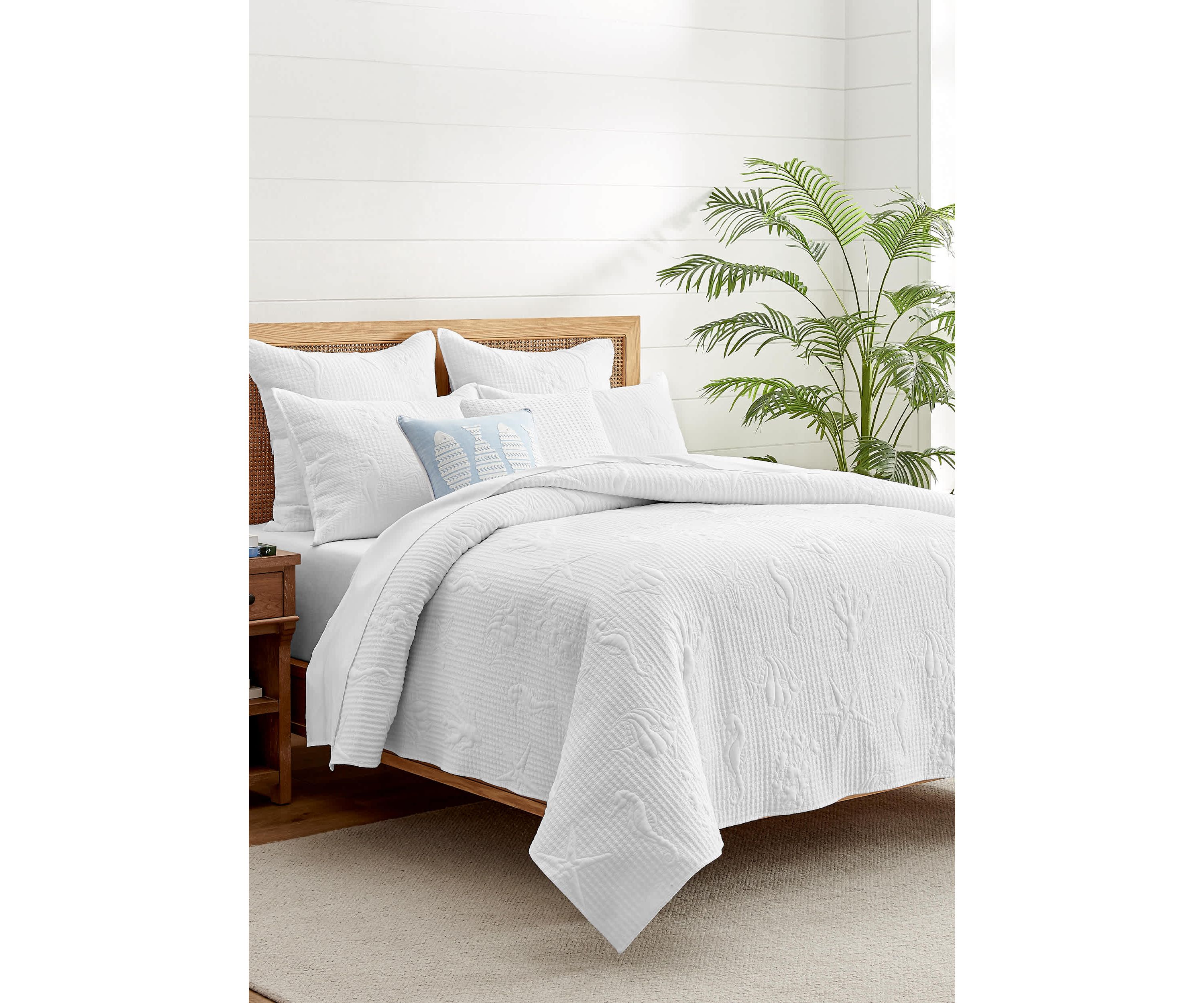 Cross Stitch Sea White Euro Sham Set of 2
