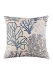 Tahiti Gray Embroidered Coral Pillow
