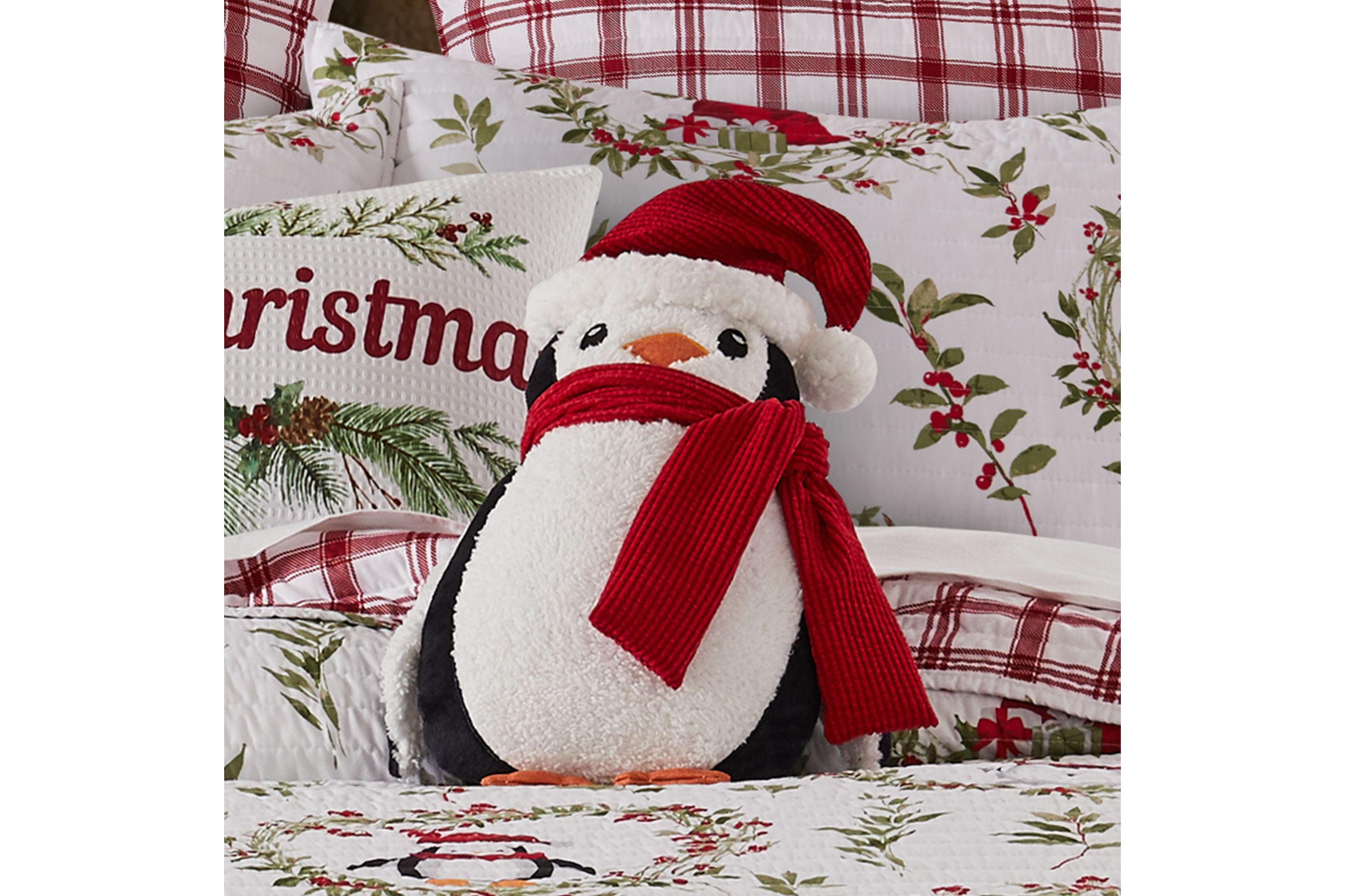 Pine & Plaid Shaped Pinguin Pillow 9.5x13.5