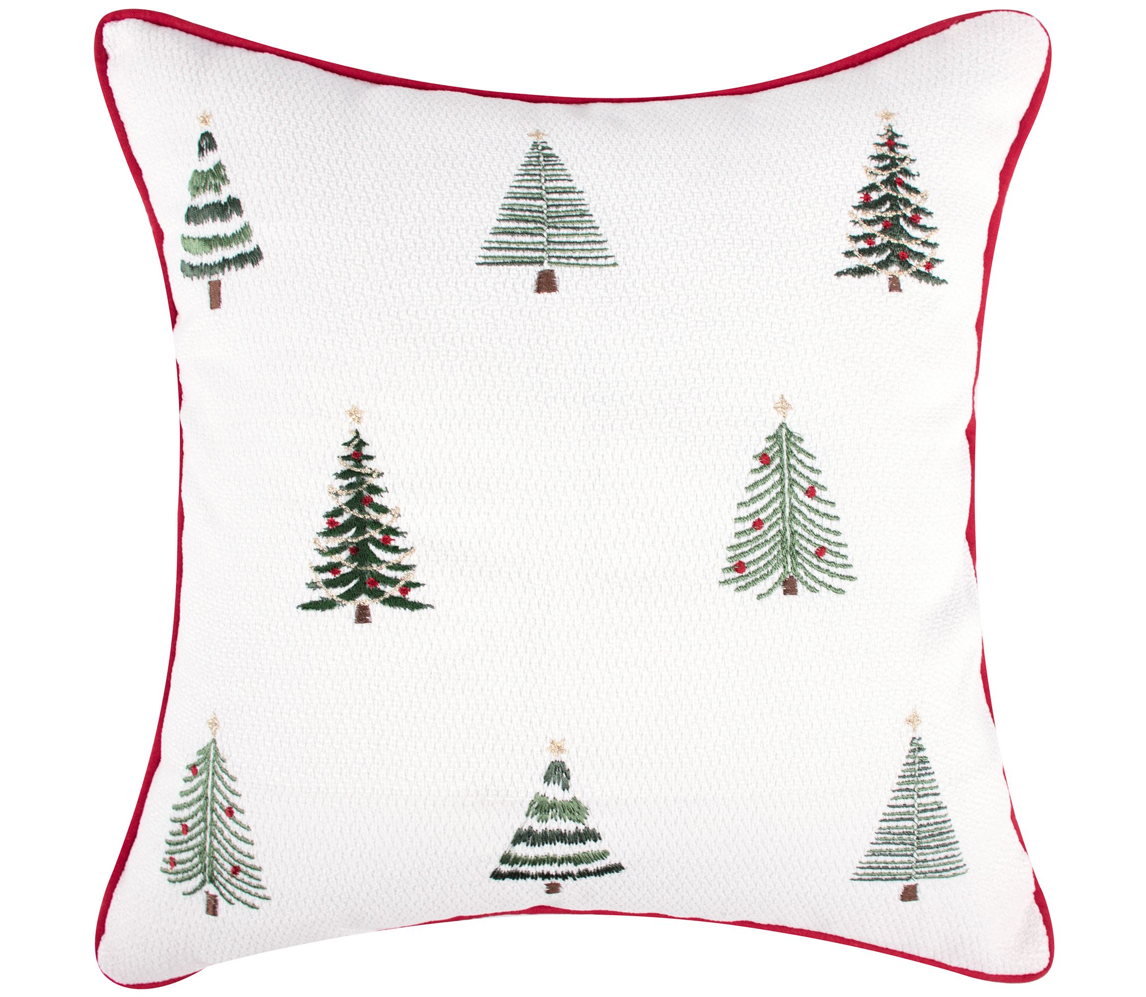 Patchwork Pine EmbroideTrees Pillow 18x18
