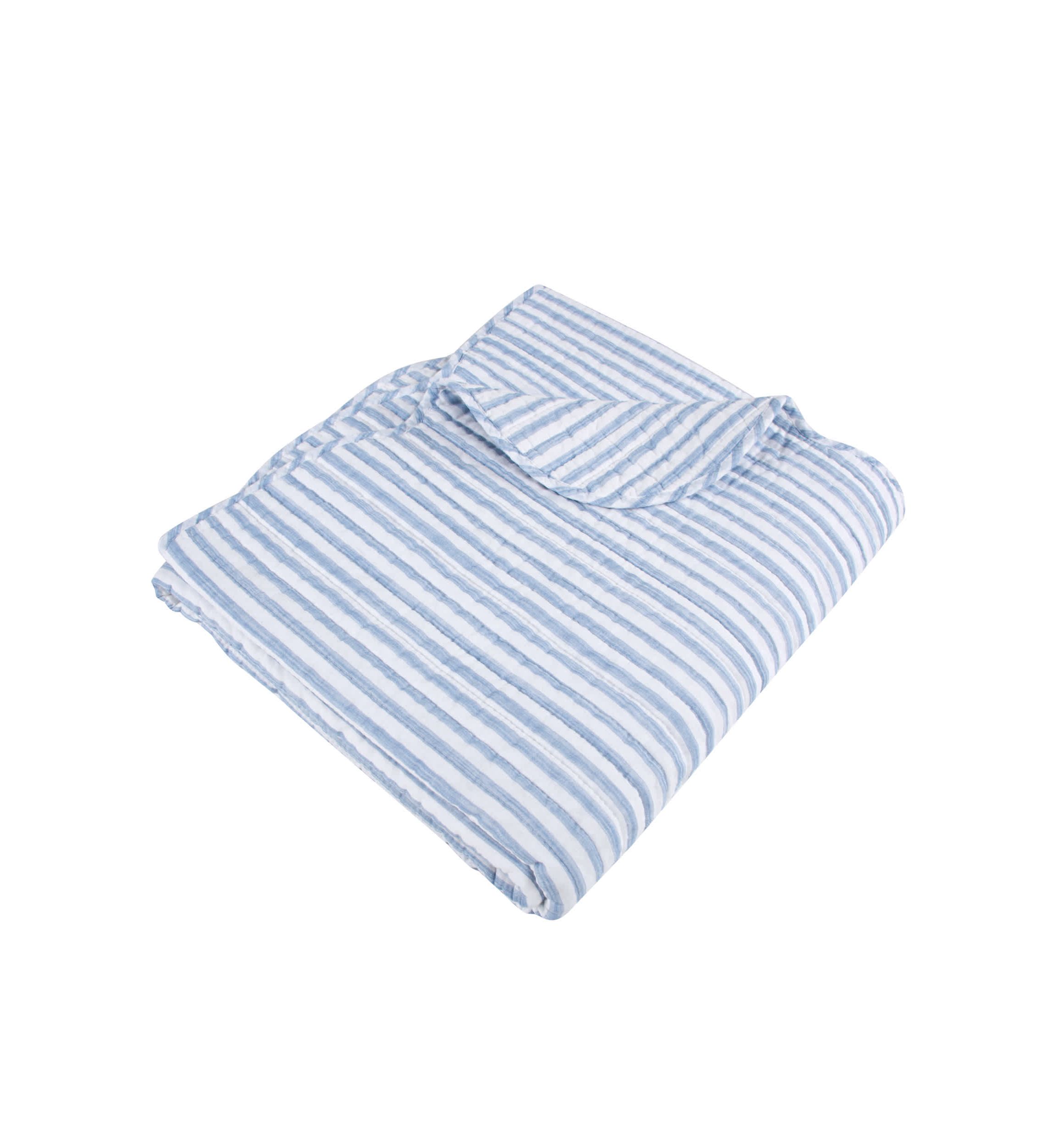 Martha Stripe Blue Quilted Throw