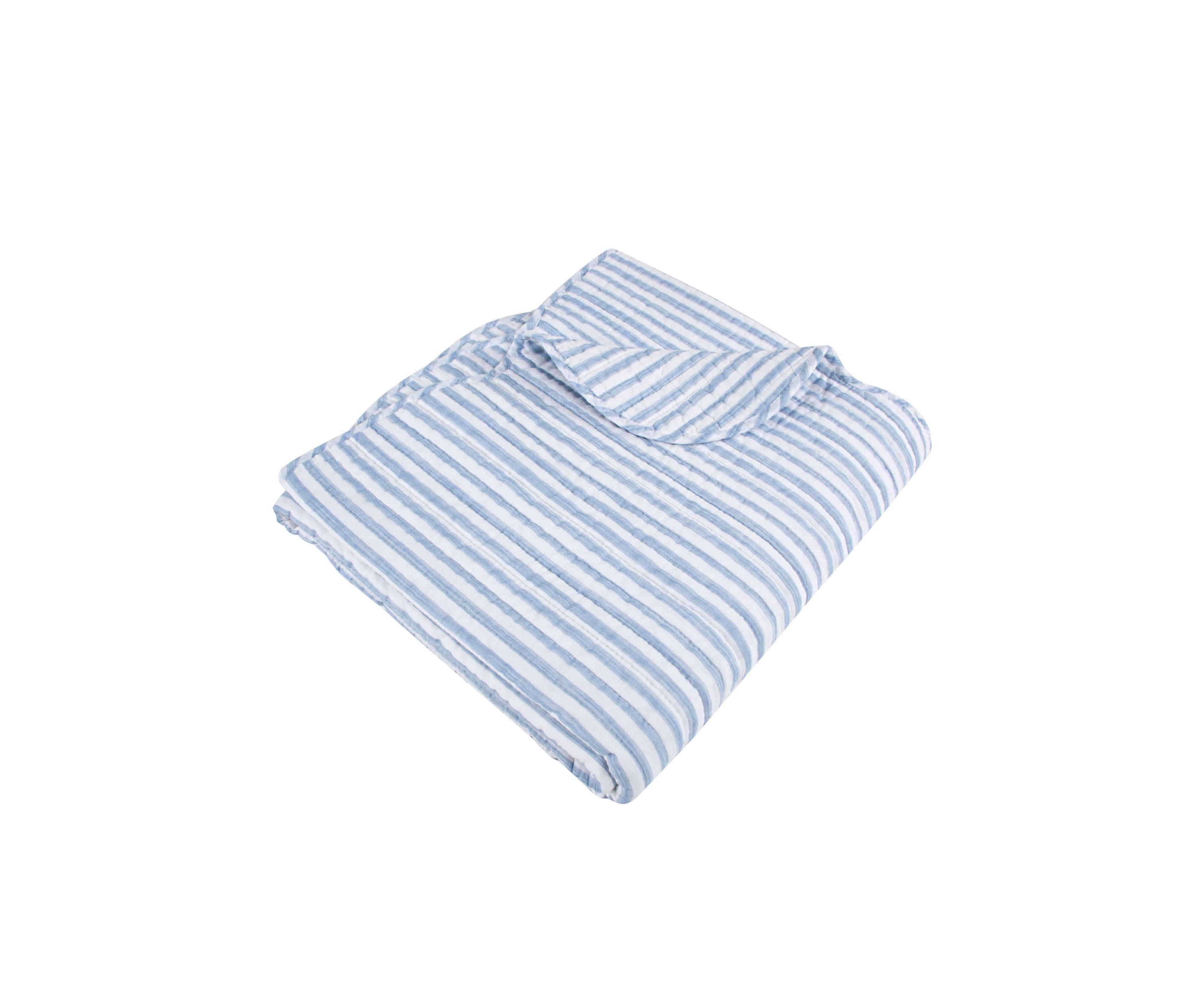 Martha Stripe Blue Quilted Throw